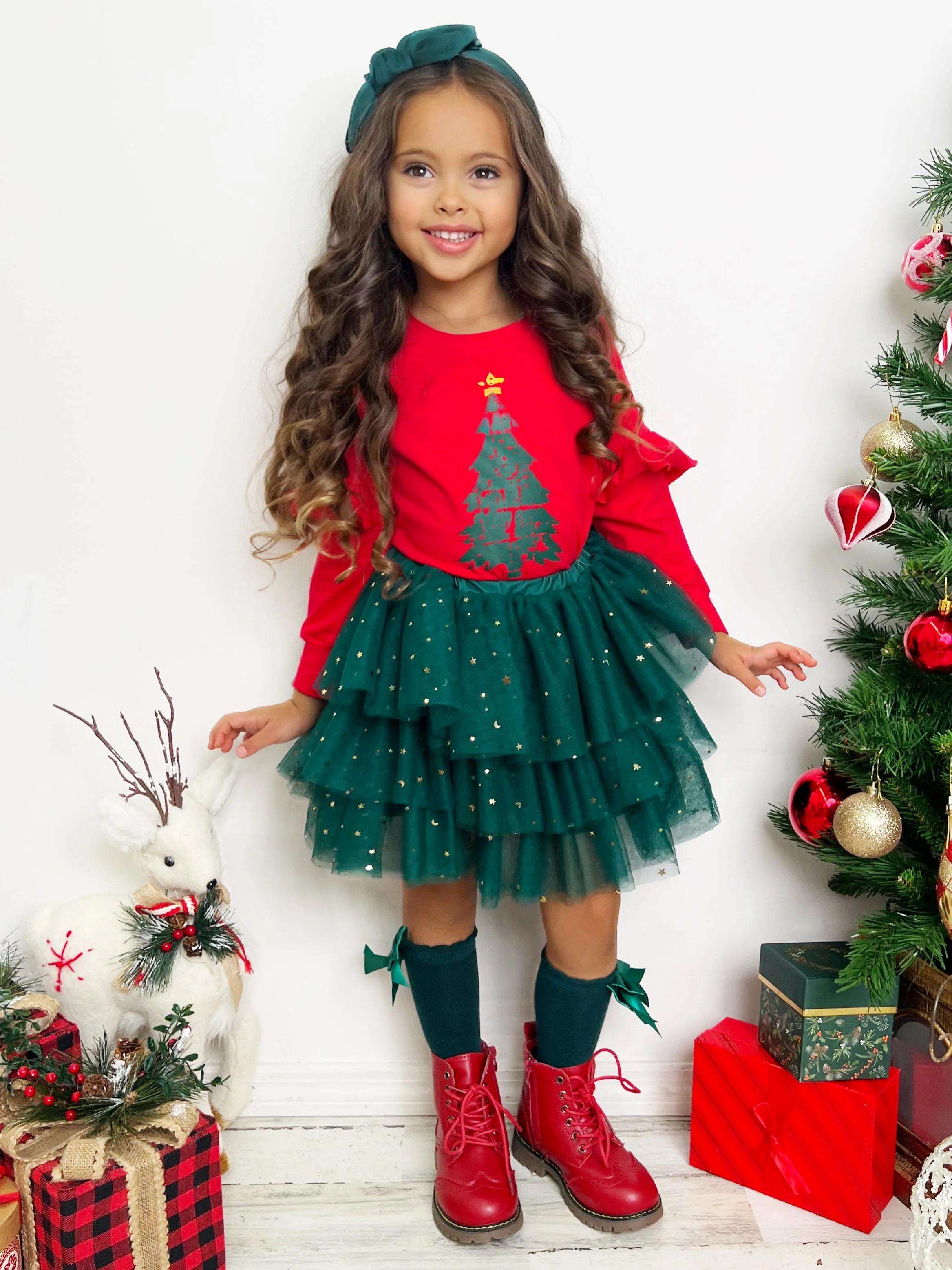 Light Up The Room Christmas Tree Tutu Skirt Set - Image 4