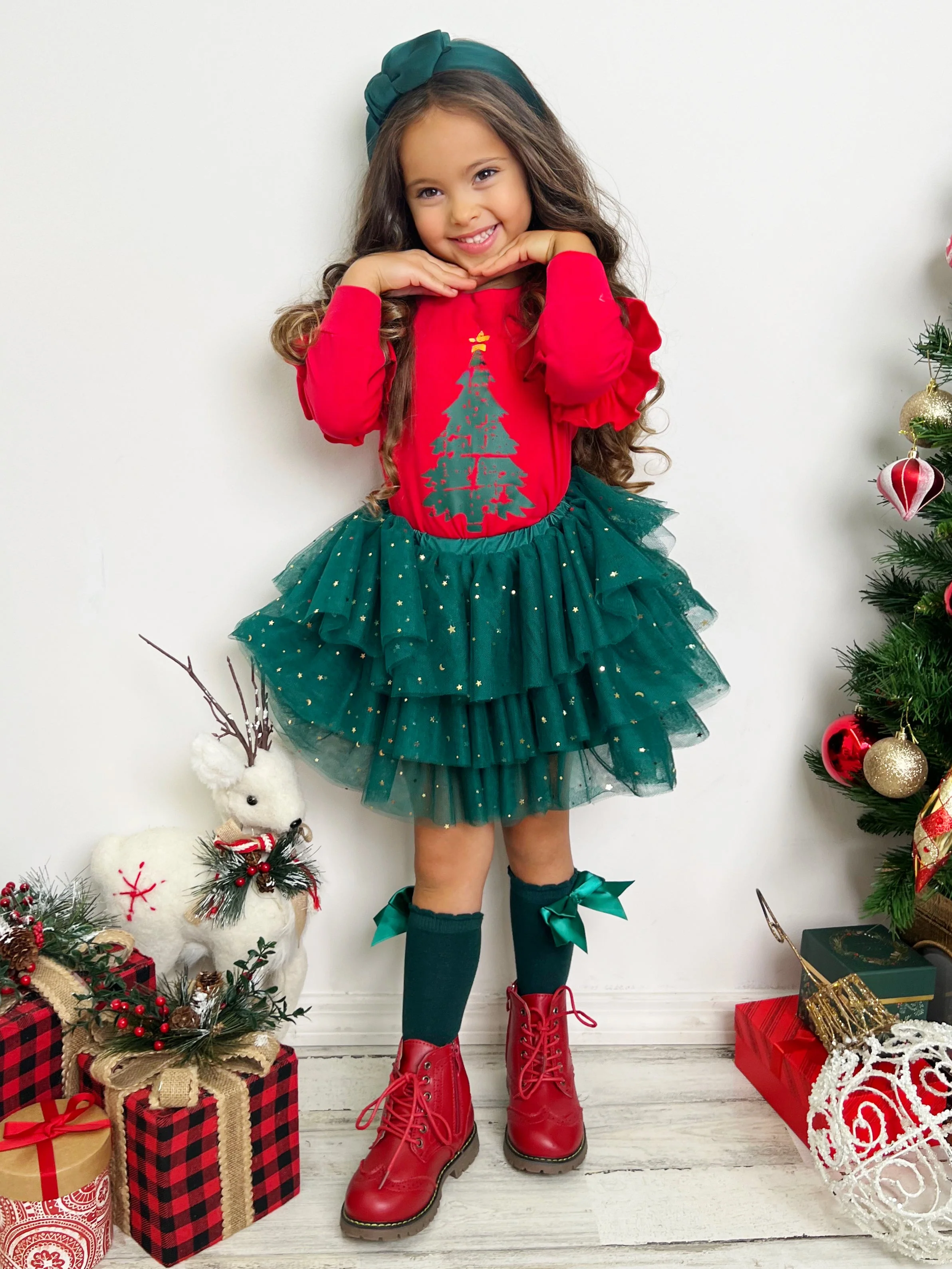 Light Up The Room Christmas Tree Tutu Skirt Set - Image 5