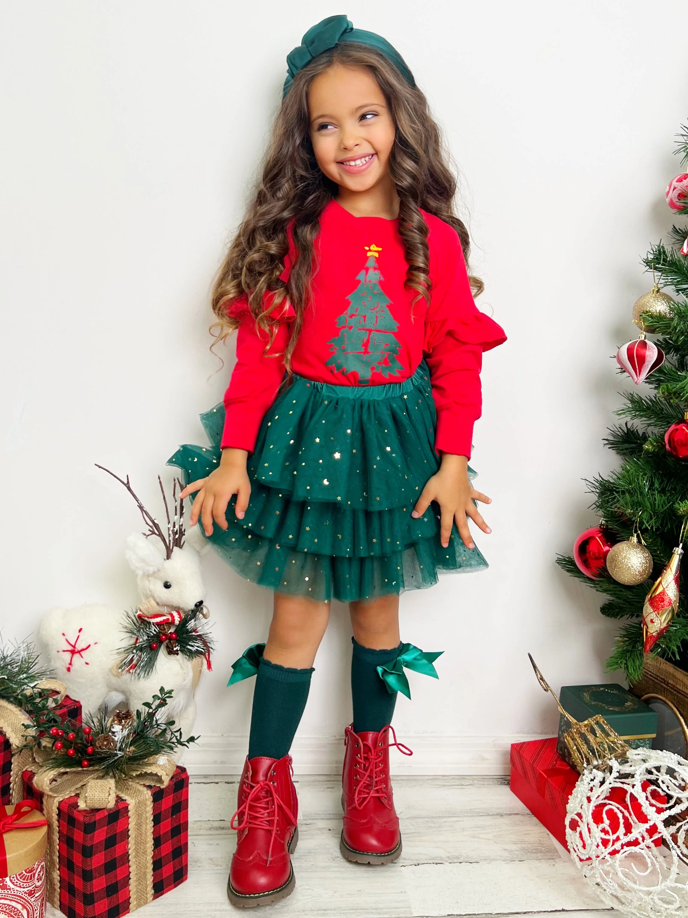 Light Up The Room Christmas Tree Tutu Skirt Set - Image 6