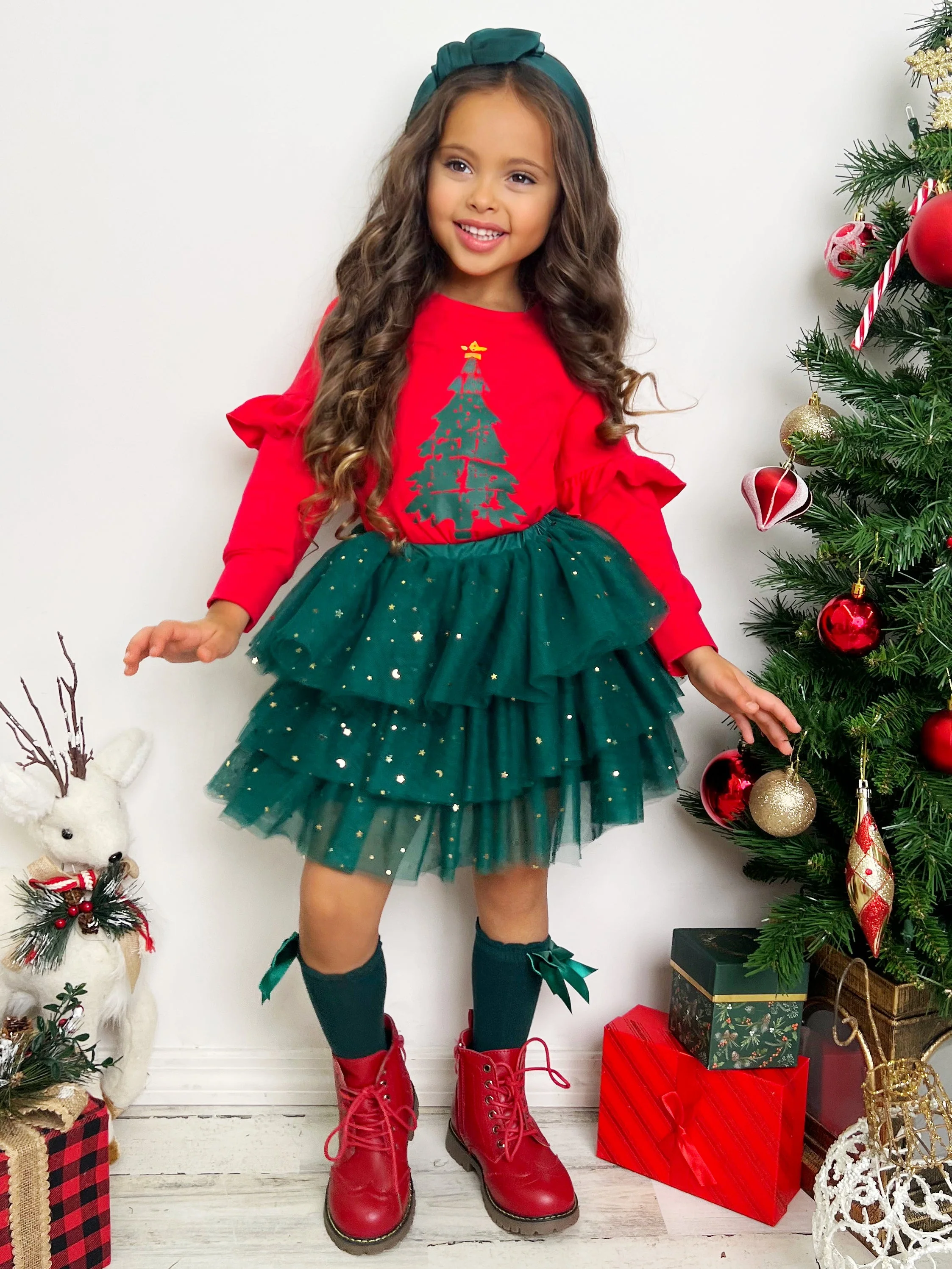 Light Up The Room Christmas Tree Tutu Skirt Set - Image 8