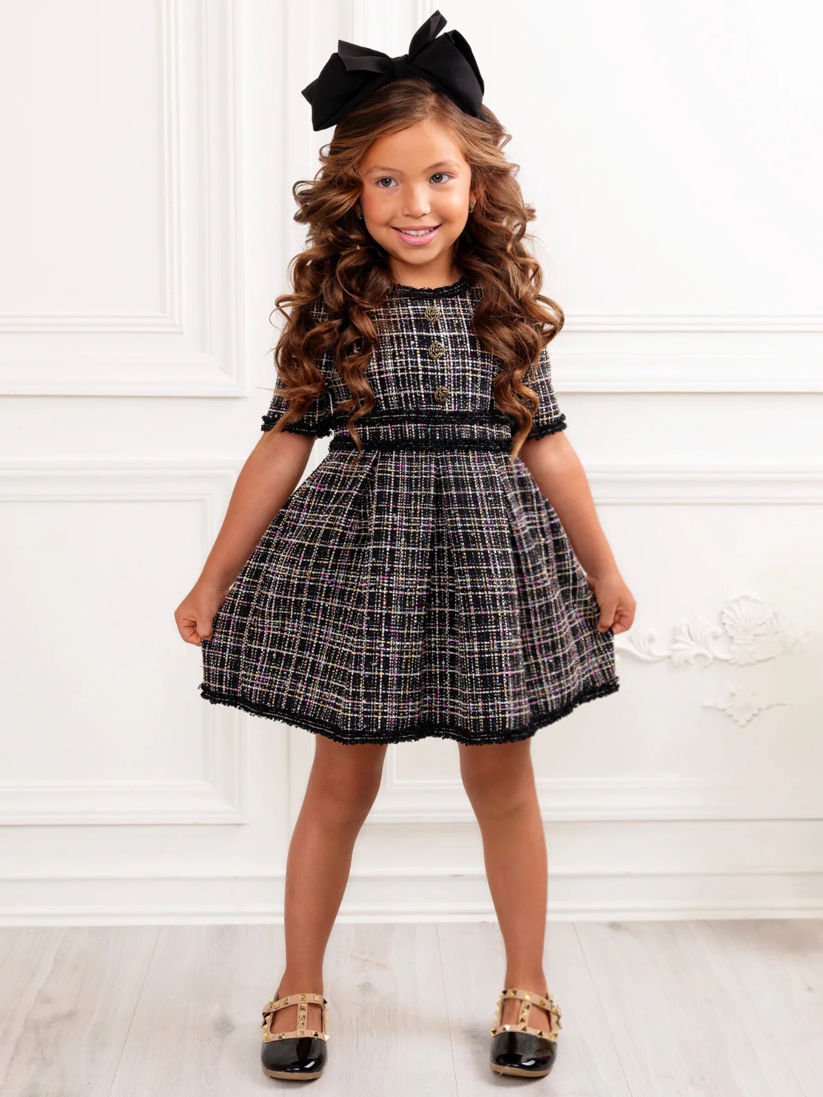 Class Act Black Tweed Puff Sleeve Dress - Image 6