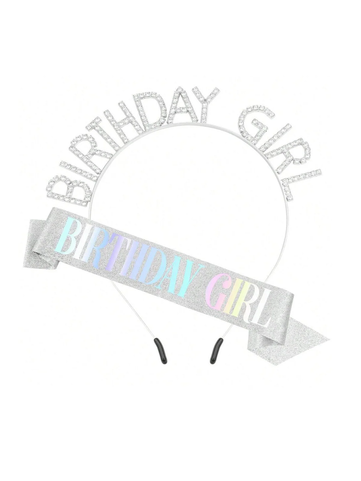 Classic Birthday Girl Ensemble – Elegant Headband and Shimmering Shoulder Strap Set - Image 2