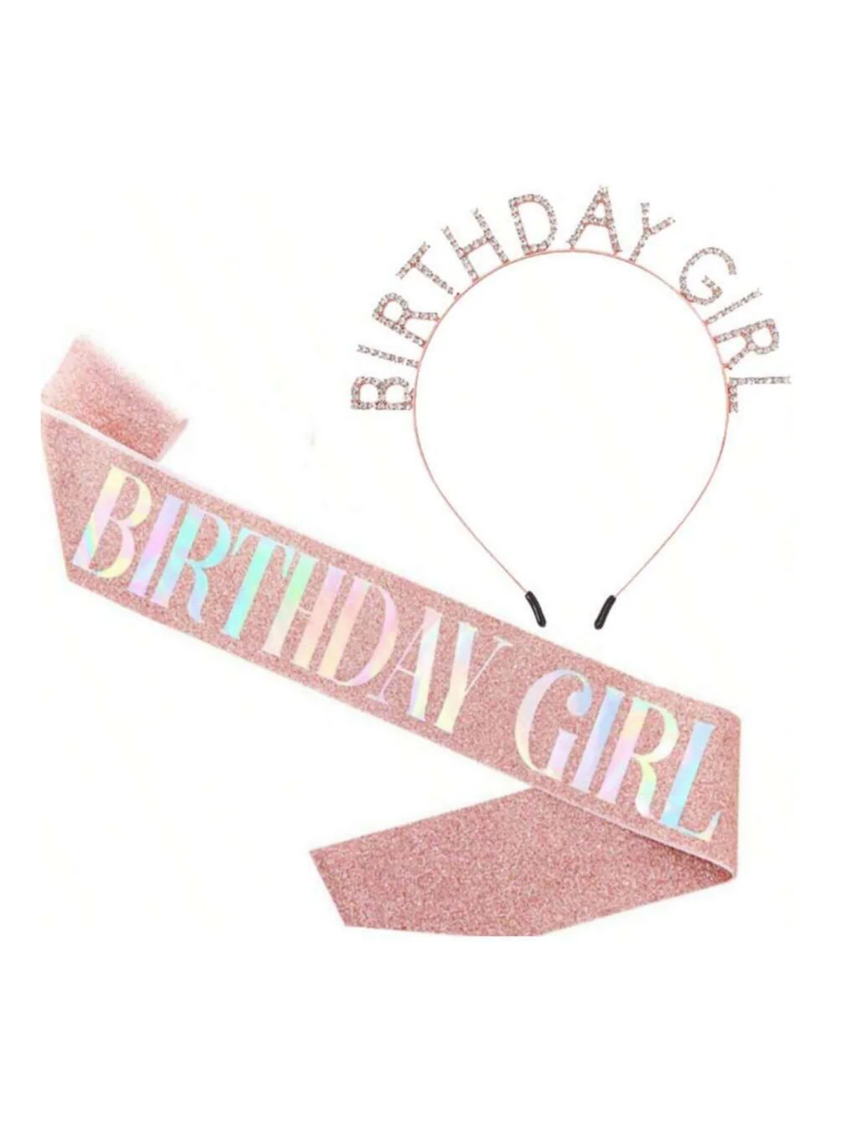 Classic Birthday Girl Ensemble – Elegant Headband and Shimmering Shoulder Strap Set - Image 3