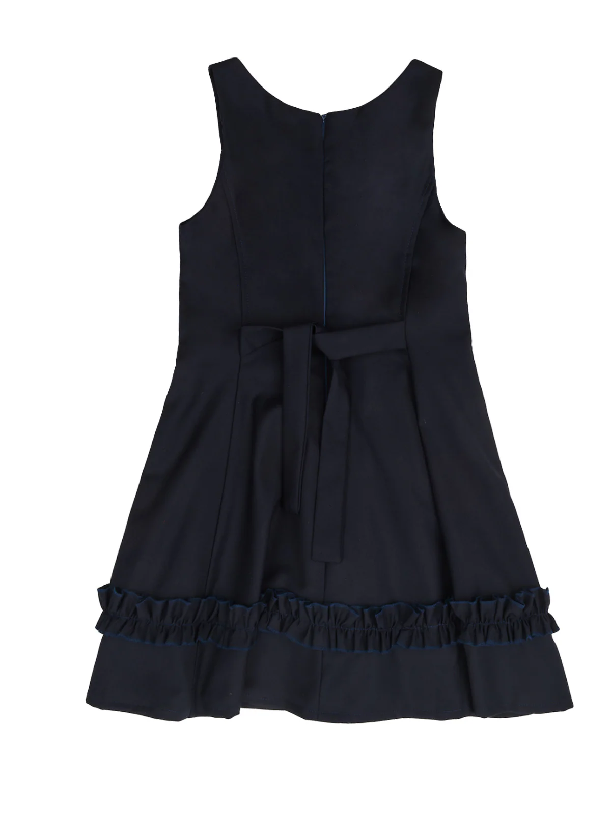 Classic Elegance Ruffle Front Navy Dress by Kids Couture - Image 5