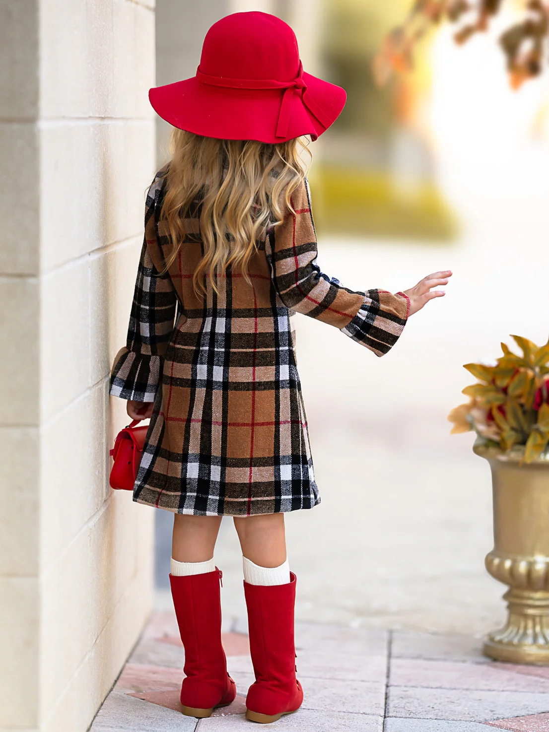 Classic Plaid Long Sleeve Shift Dress - Image 3