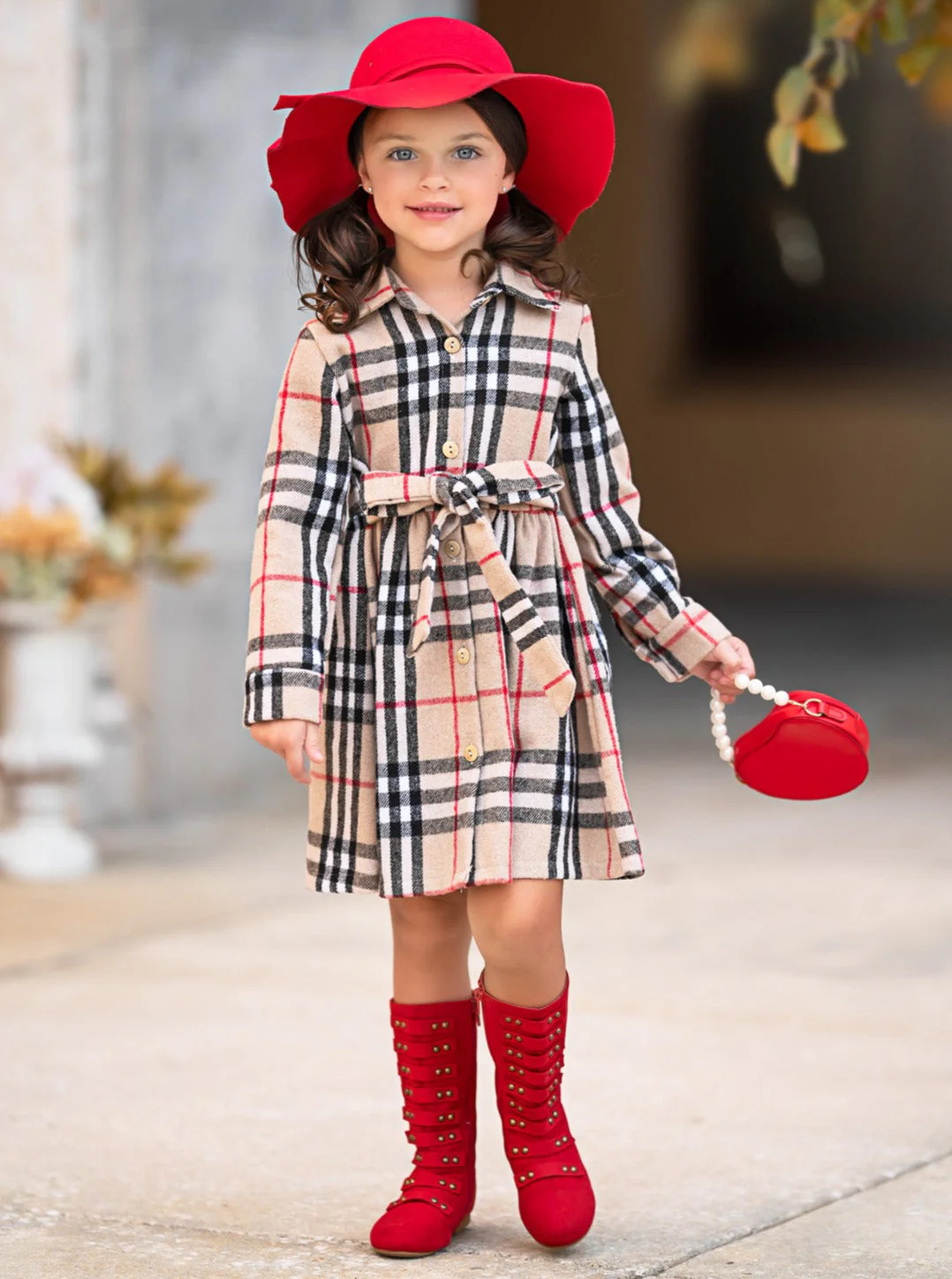 Classic Plaid Long Sleeve Flannel Shirt Dress - Image 2