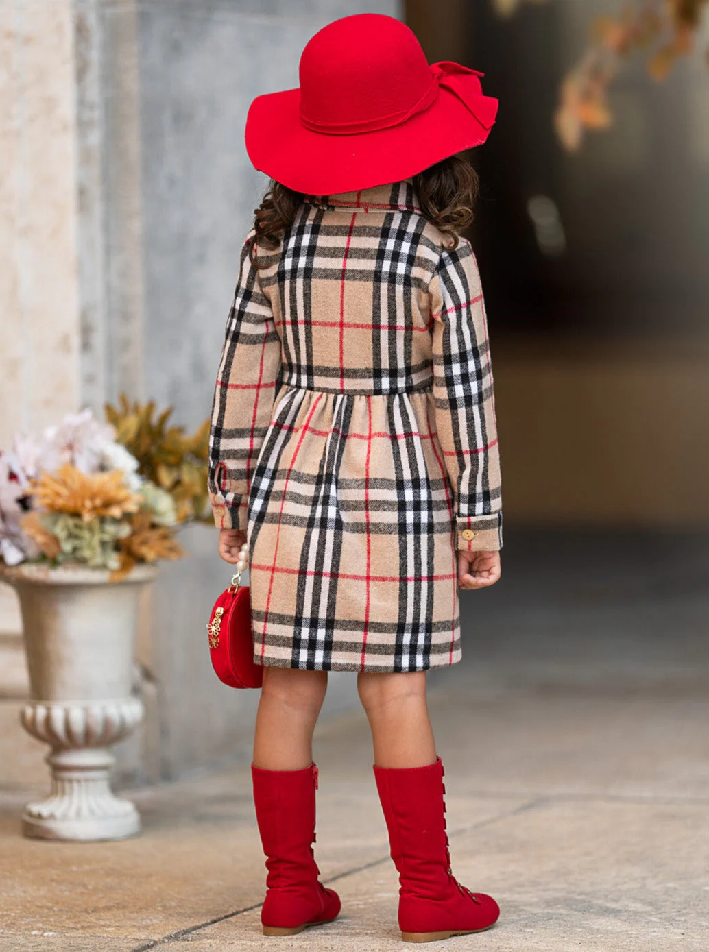 Classic Plaid Long Sleeve Flannel Shirt Dress - Image 3
