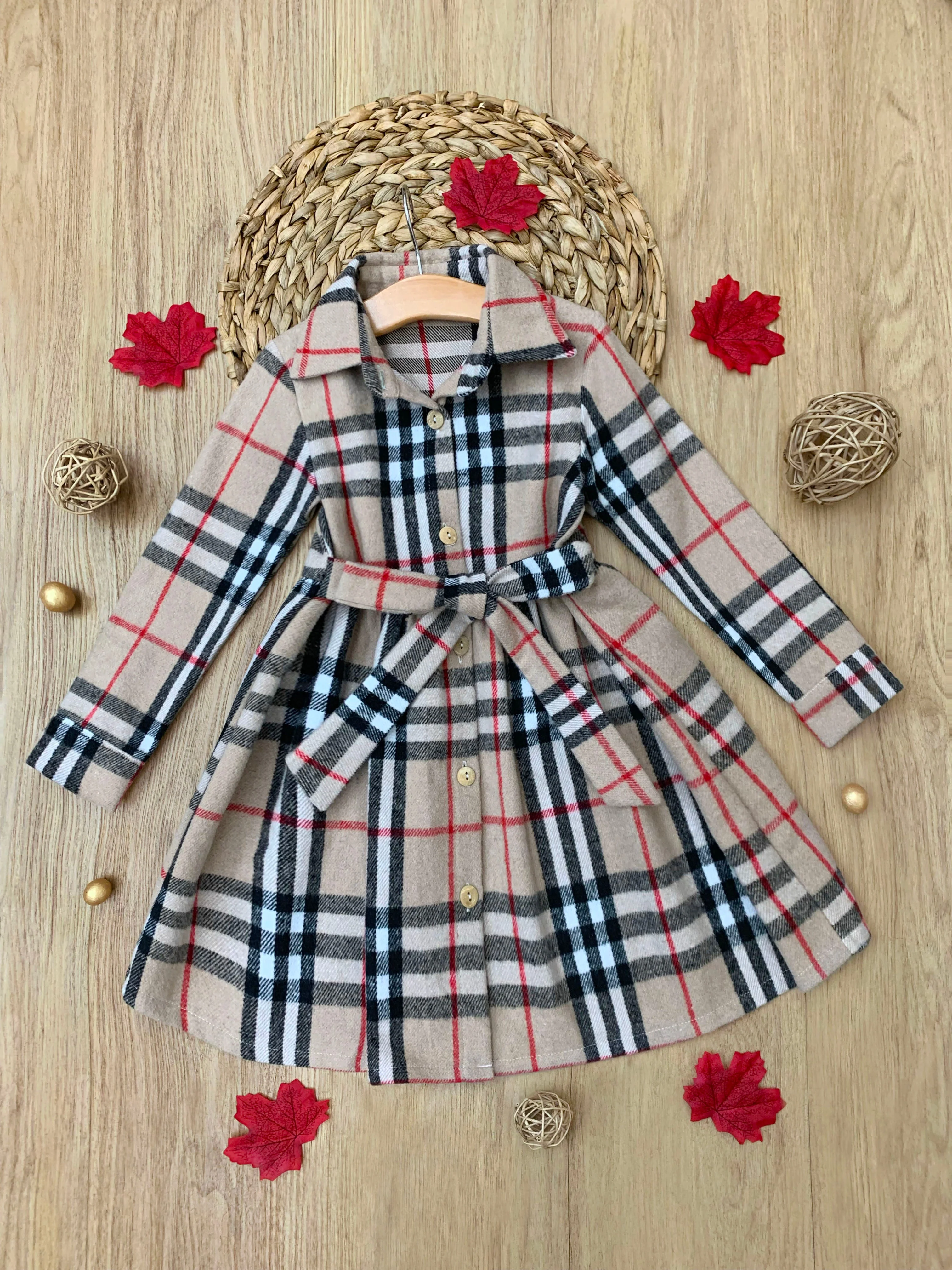 Classic Plaid Long Sleeve Flannel Shirt Dress - Image 4
