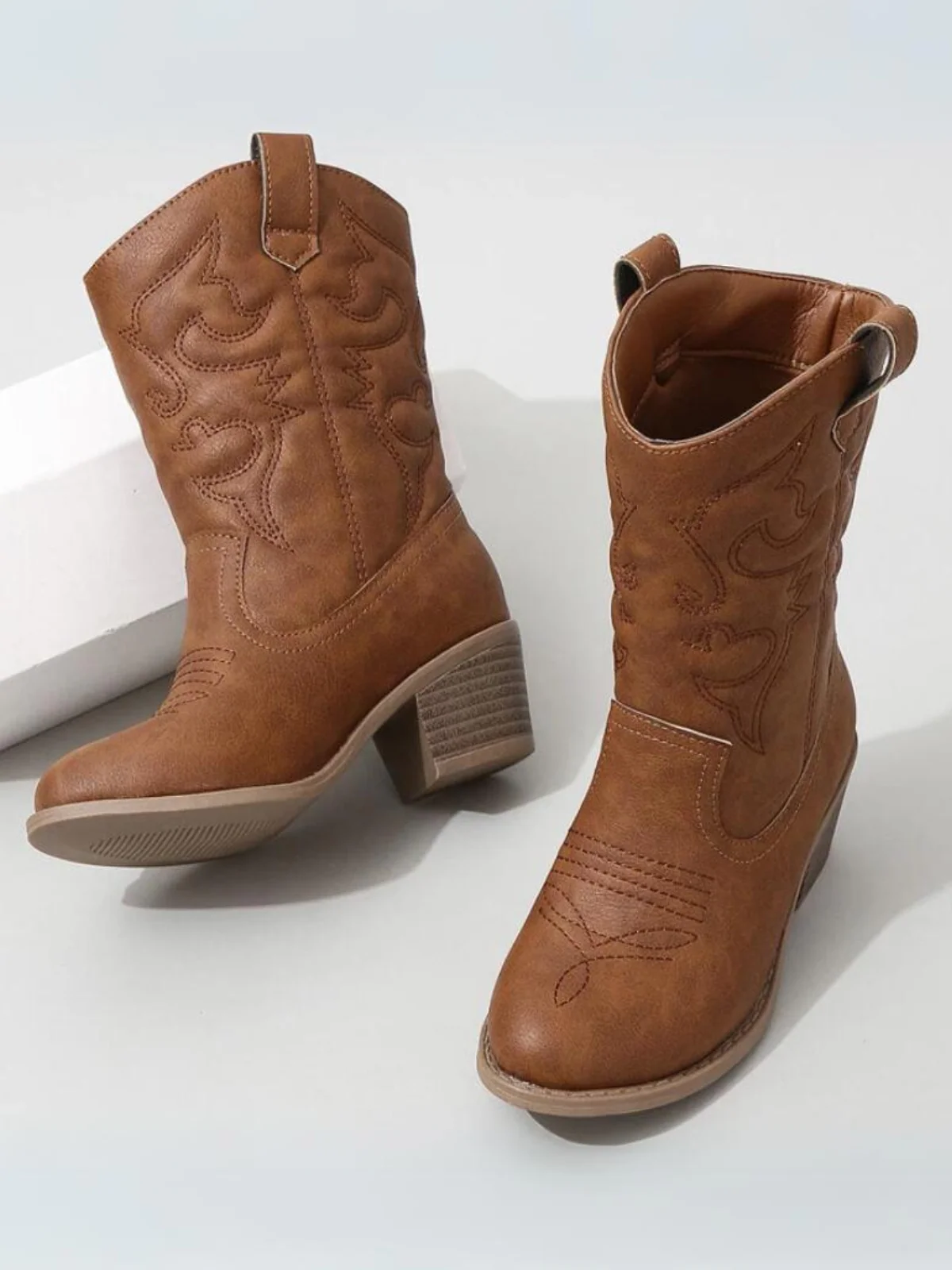 Round It Up! Brown Western Cowboy Boots By Liv and Mia - Image 2