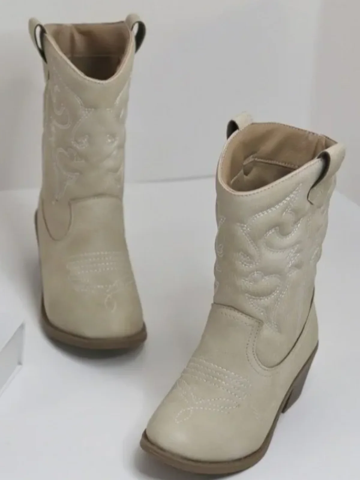 Round It Up! Beige Western Cowboy Boots  By Liv and Mia - Image 4