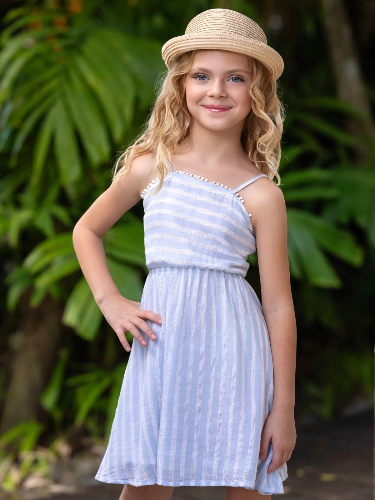 Coastal Blue Stripe Cotton Sundress - Image 3