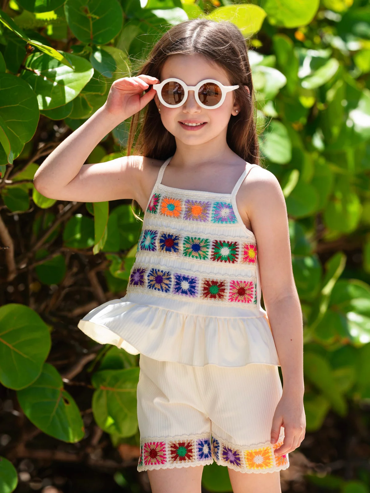 Coastal Cream Crochet Peplum Top and Short Set - Image 2