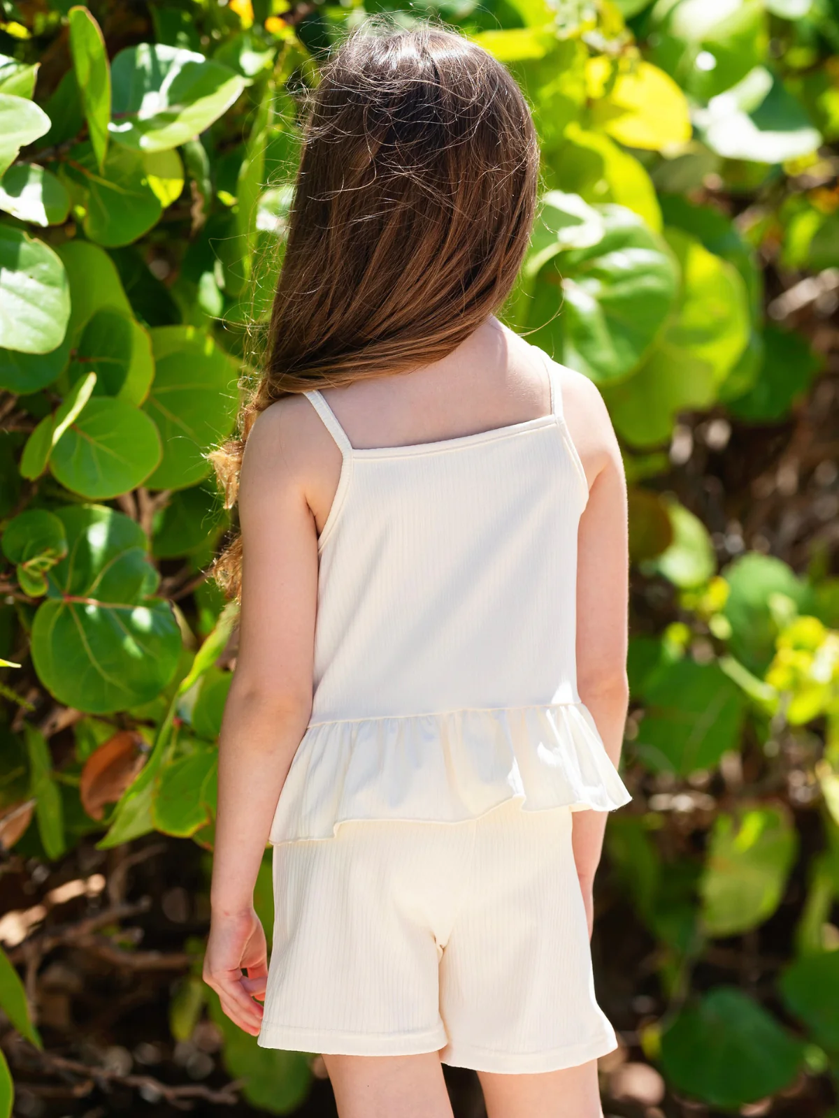 Coastal Cream Crochet Peplum Top and Short Set - Image 5
