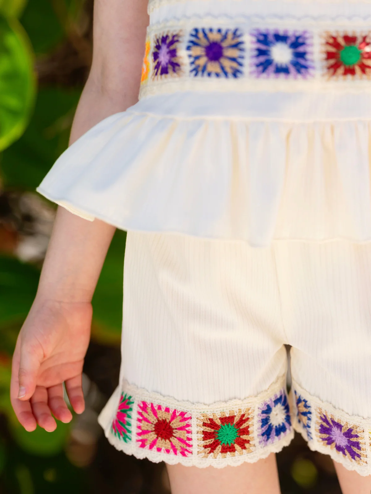 Coastal Cream Crochet Peplum Top and Short Set - Image 7