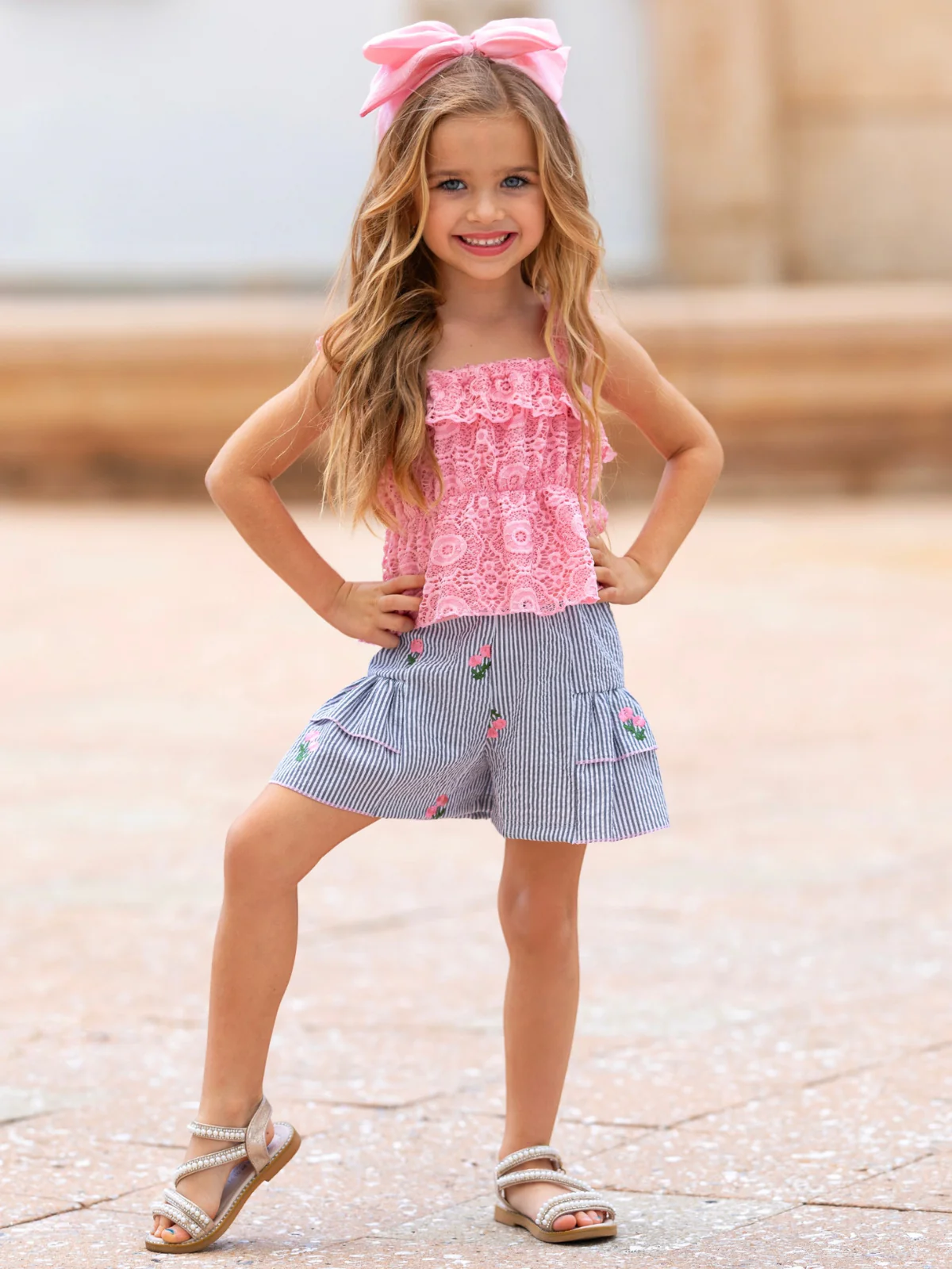 Coastal Florals Lace Top and Short Set - Image 2