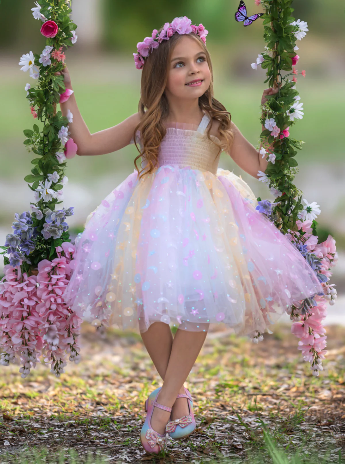 Queen Rainbow Butterfly Smocked Dress - Image 3