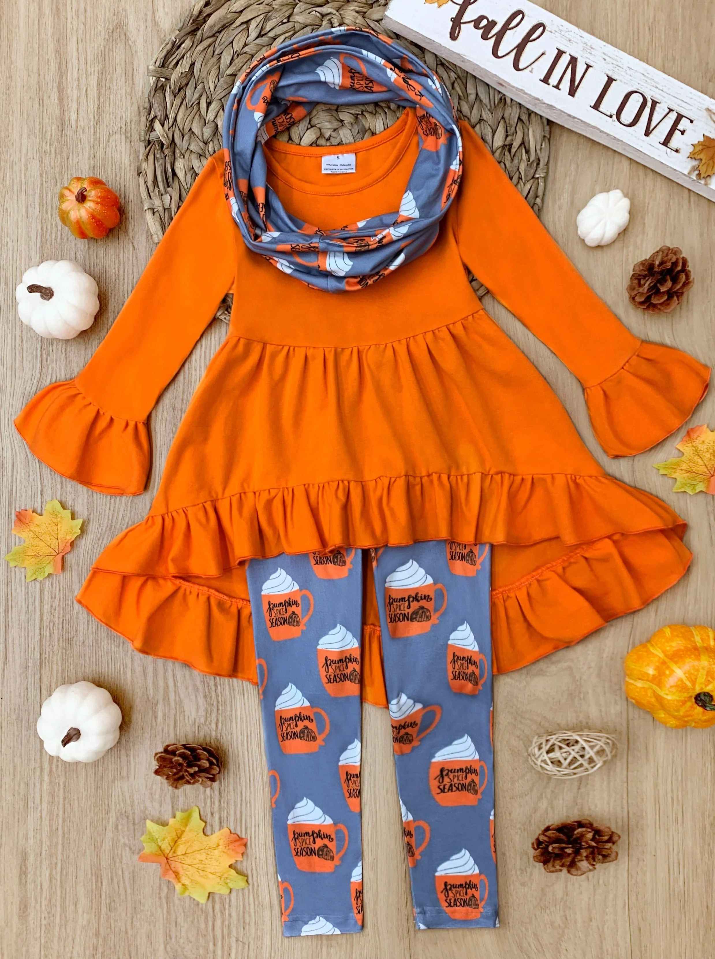 Pumpkin Spice Season Tunic, Scarf and Legging Set - Image 6