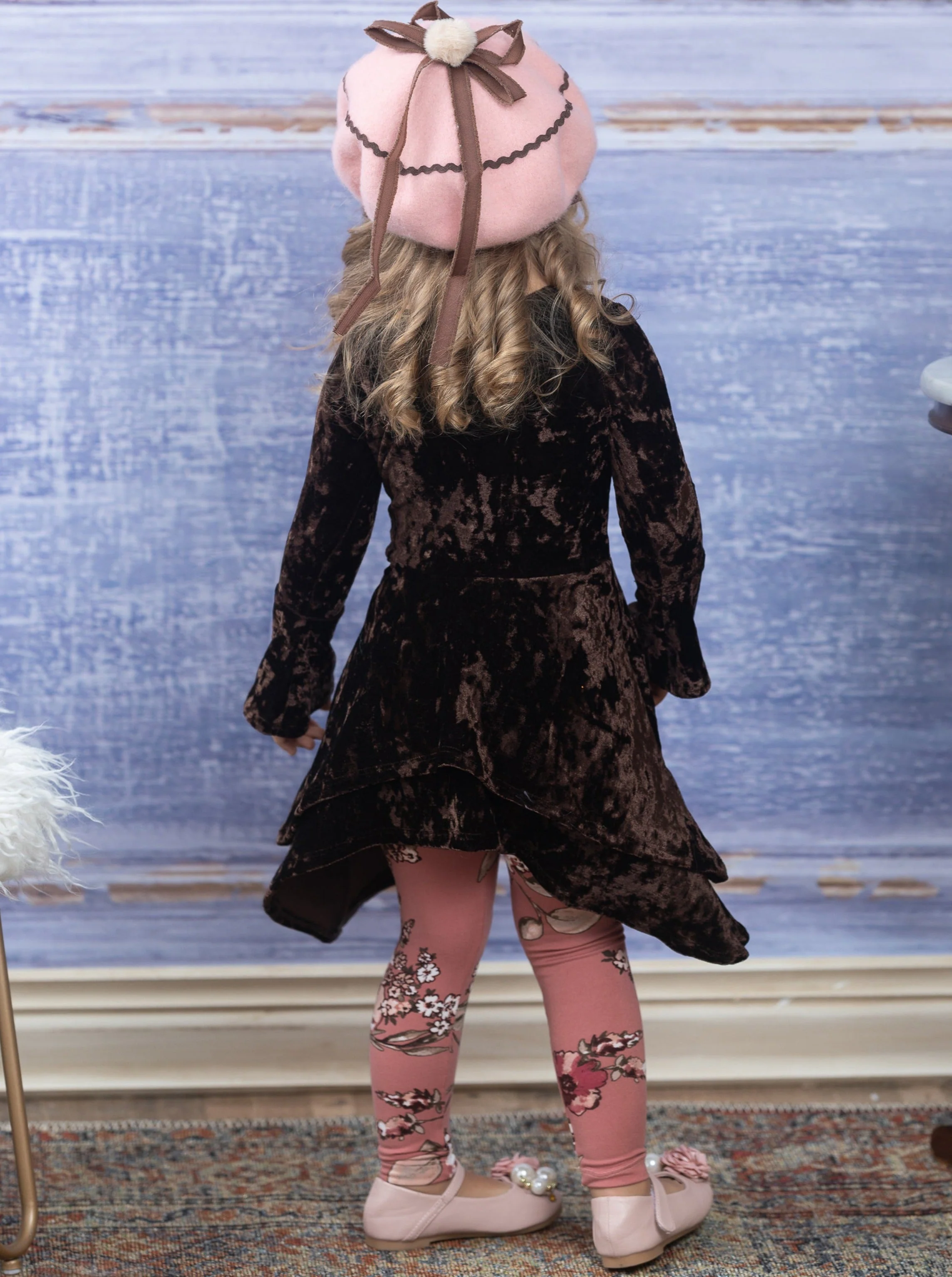 Cute Crushed Velvet Sidetail Tunic and Legging Set - Image 10