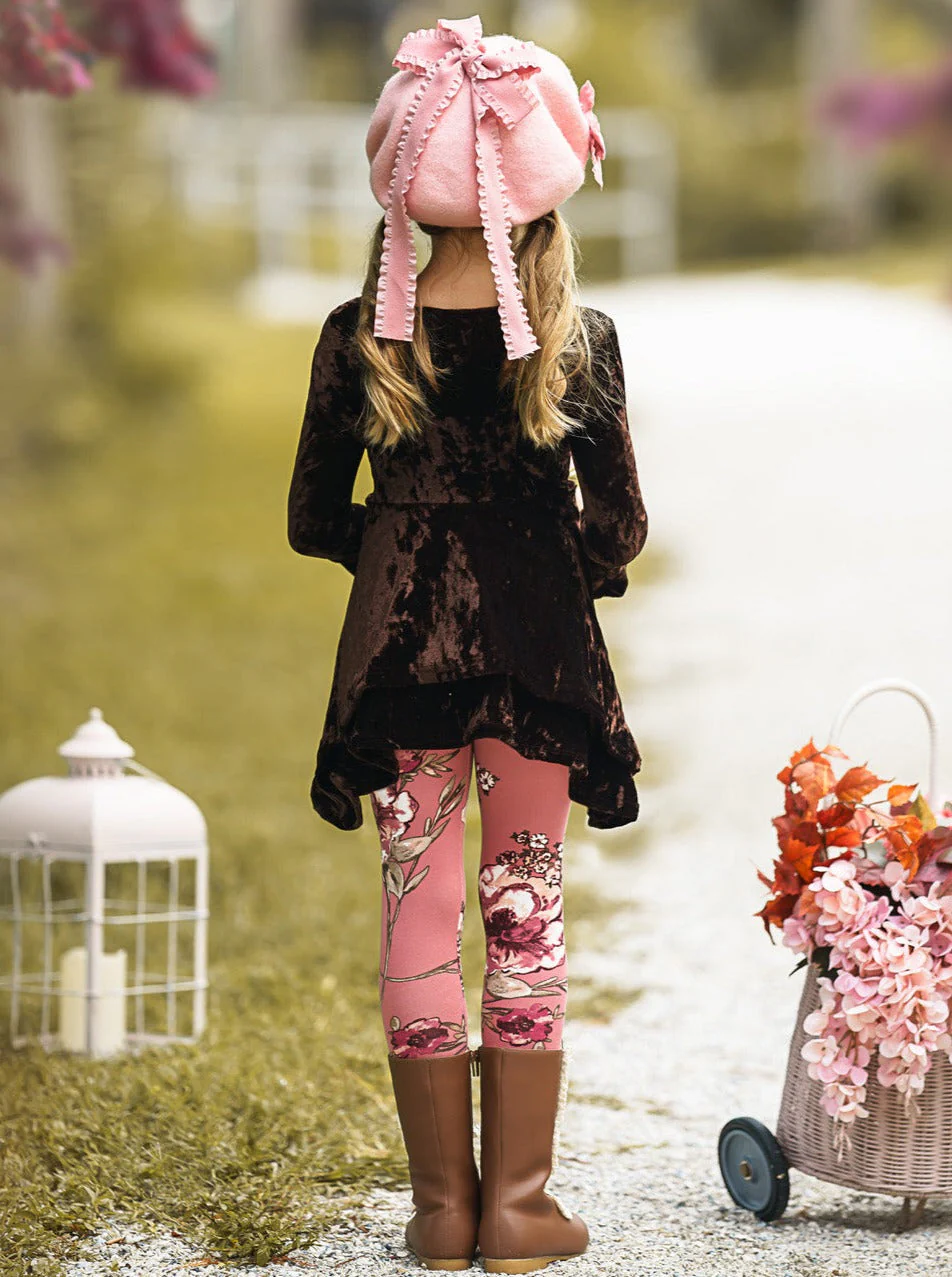 Cute Crushed Velvet Sidetail Tunic and Legging Set - Image 9