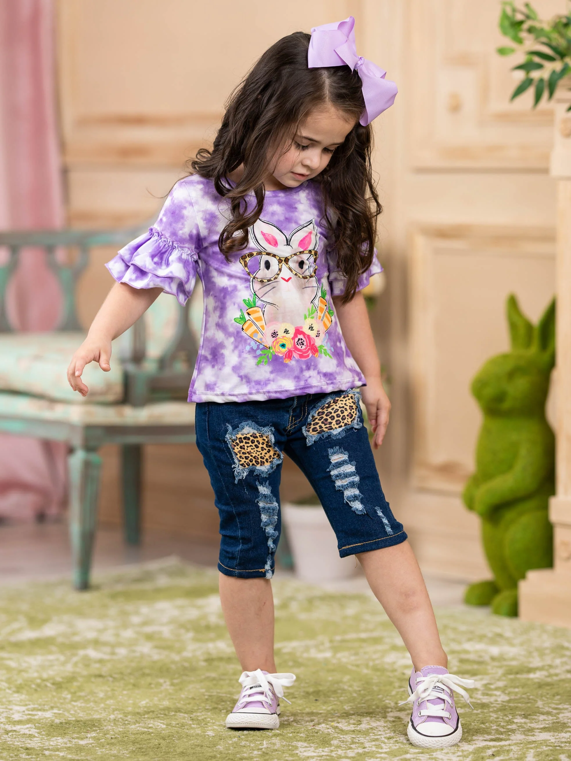 I CARROT Even Leopard Patched Denim Capris Set - Image 4