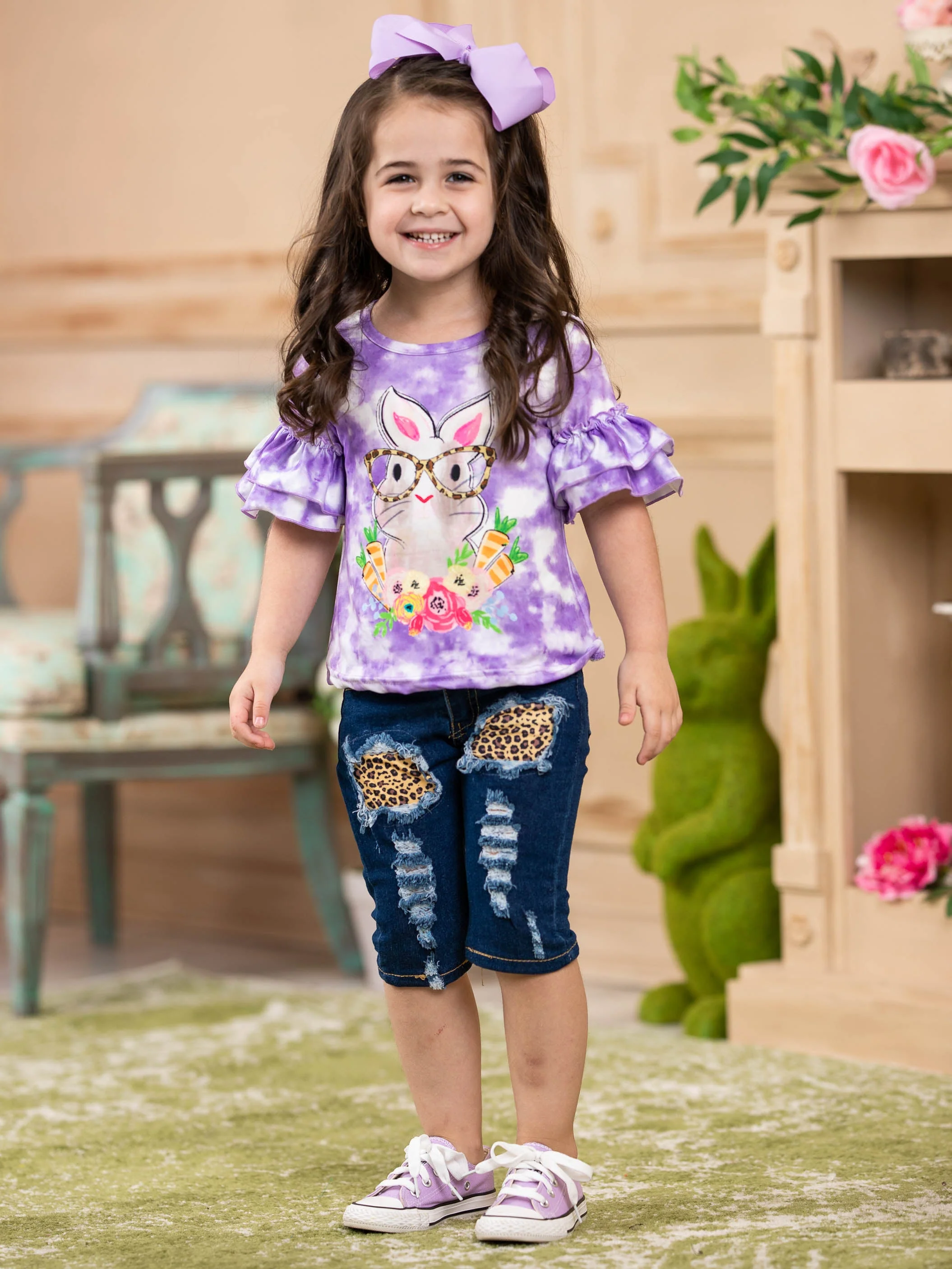 I CARROT Even Leopard Patched Denim Capris Set - Image 5