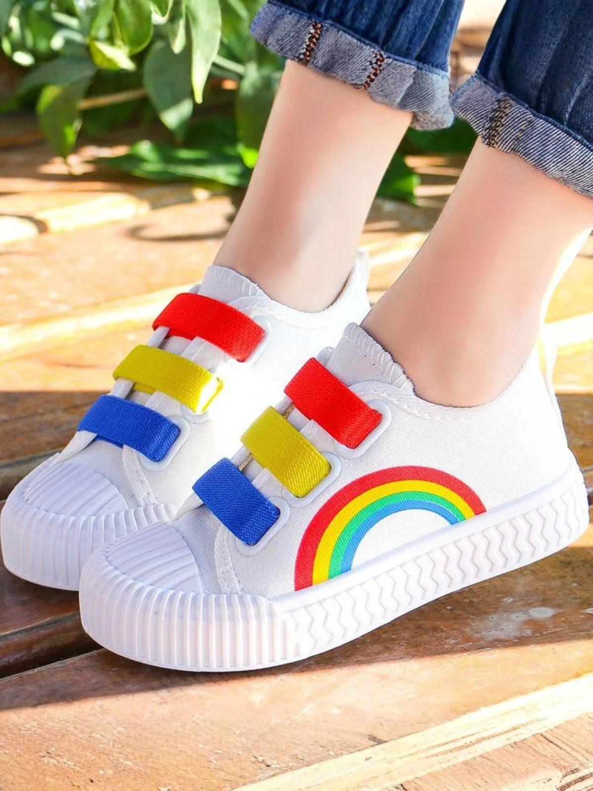 Happy Kicks Canvas Rainbow Sneakers By Liv and Mia - Image 3