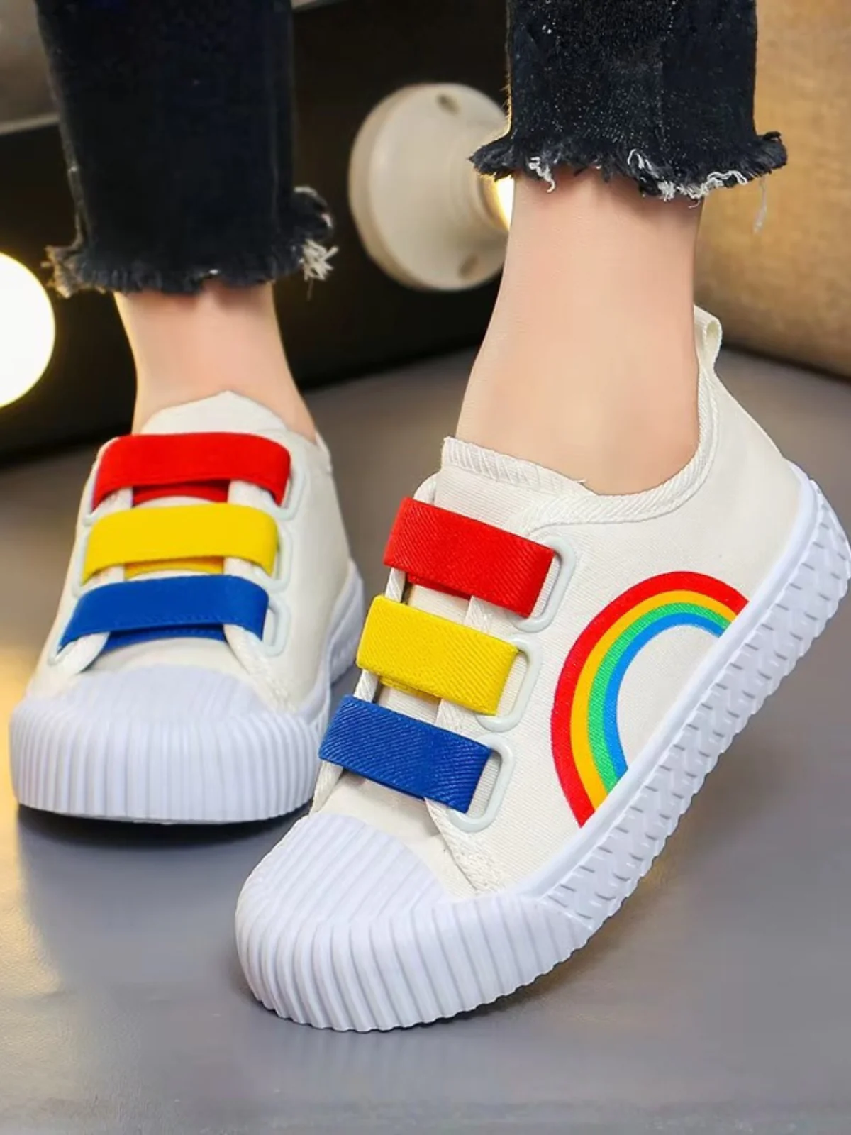 Happy Kicks Canvas Rainbow Sneakers By Liv and Mia - Image 4