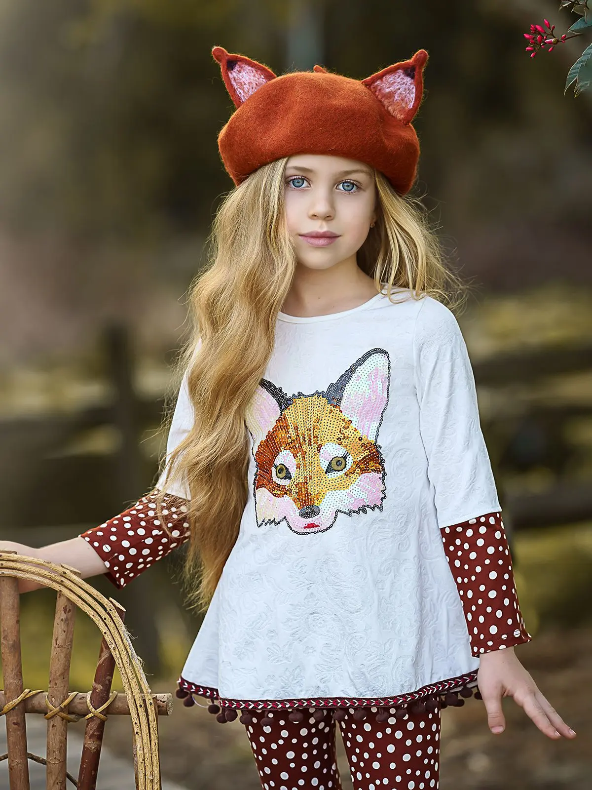 Girls Cuffed Long Sleeve Applique Swing Tunic And Legging Set - Image 3