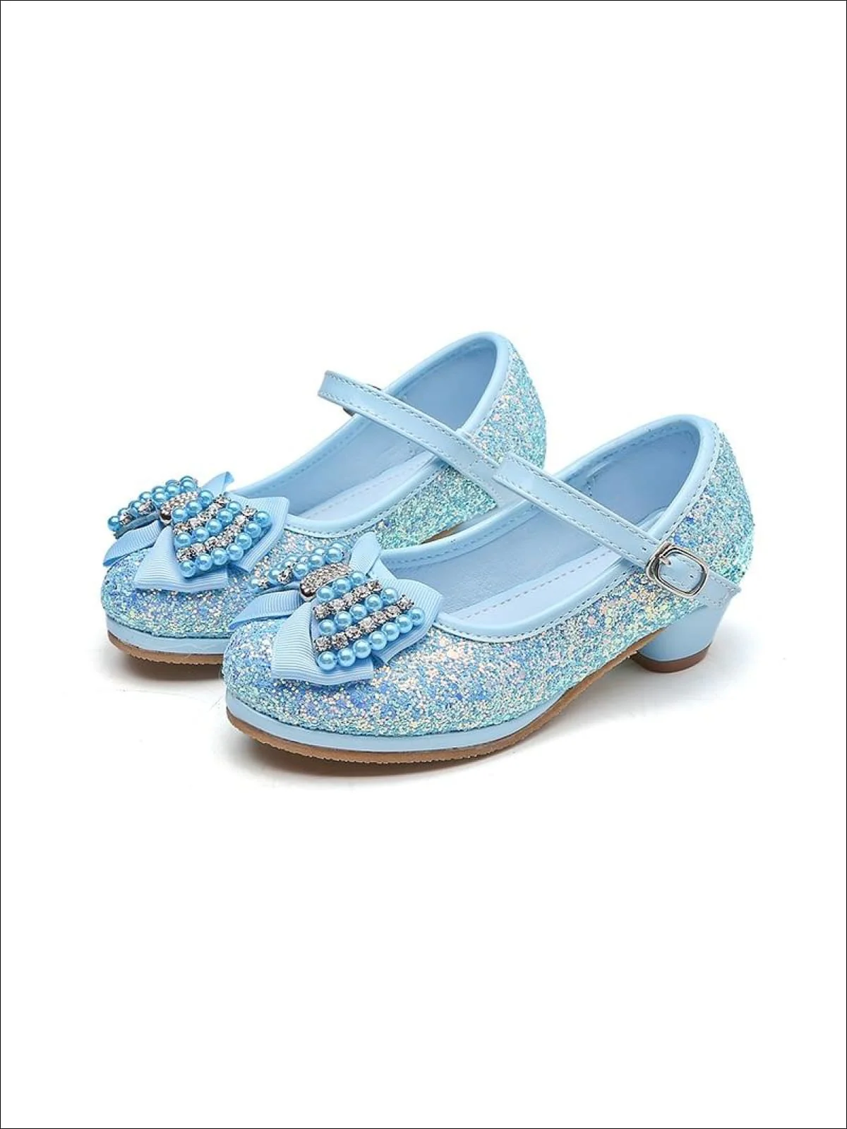 Glitter Bow Tie Pearl Embellished Princess Shoes By Liv and Mia - Image 3