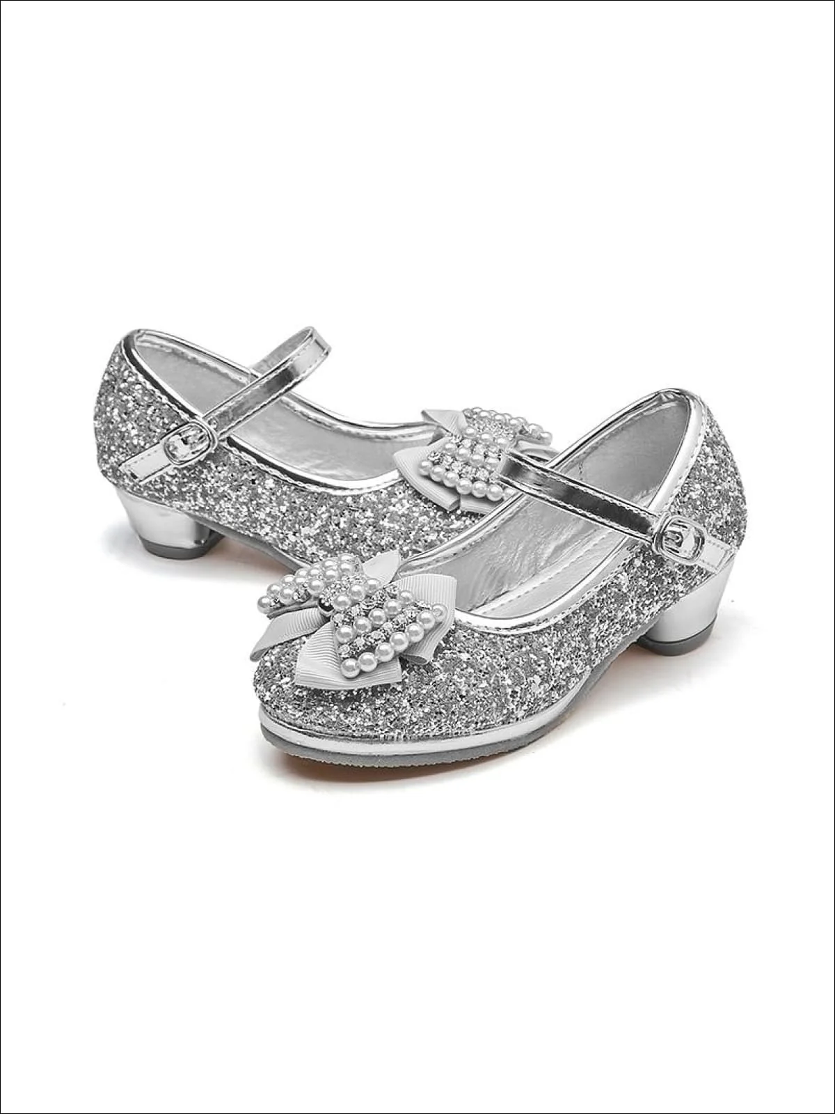 Glitter Bow Tie Pearl Embellished Princess Shoes By Liv and Mia - Image 4