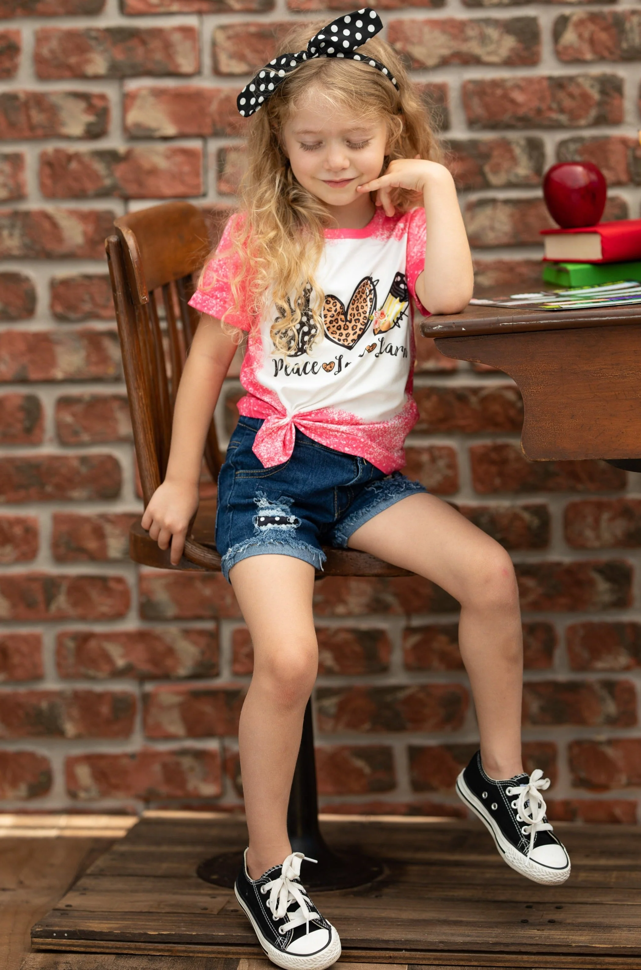 Peace, Love, Learn Denim Short Set - Image 3