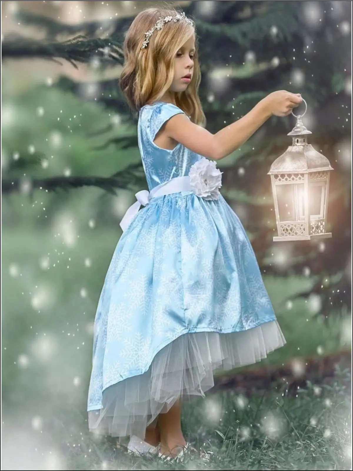 Snowflake Princess Cap Sleeve Hi-Lo  Holiday Dress - Image 10
