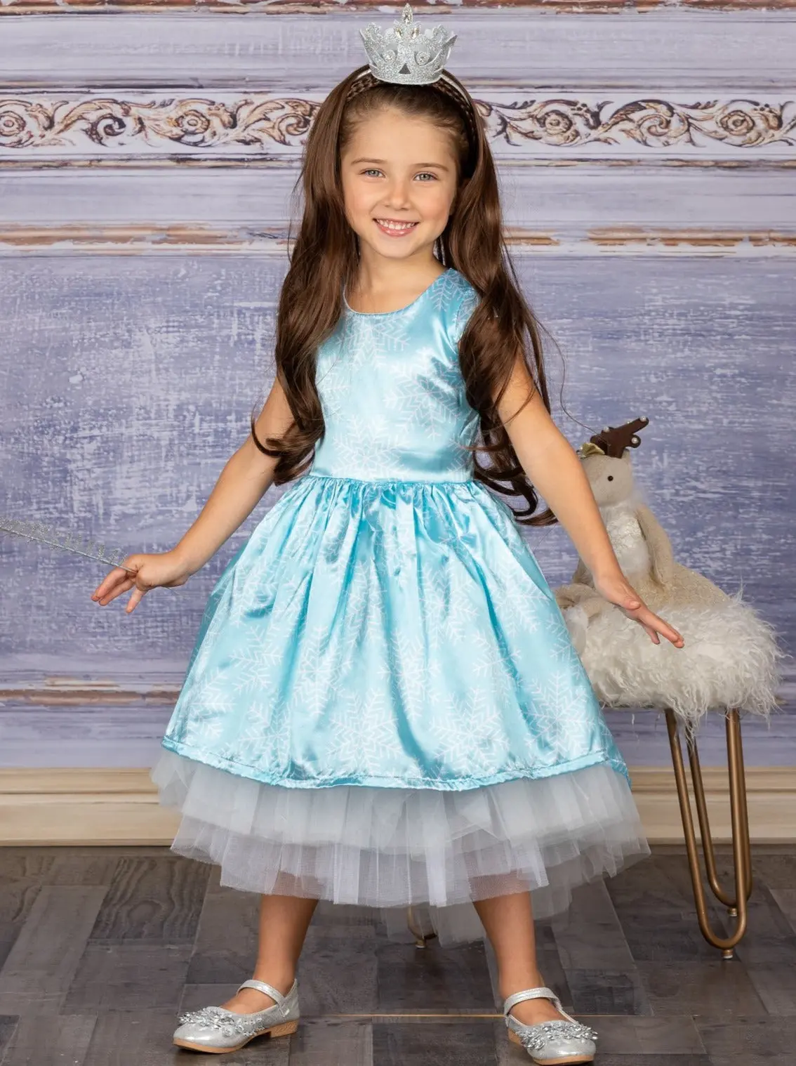 Snowflake Princess Cap Sleeve Hi-Lo  Holiday Dress - Image 8