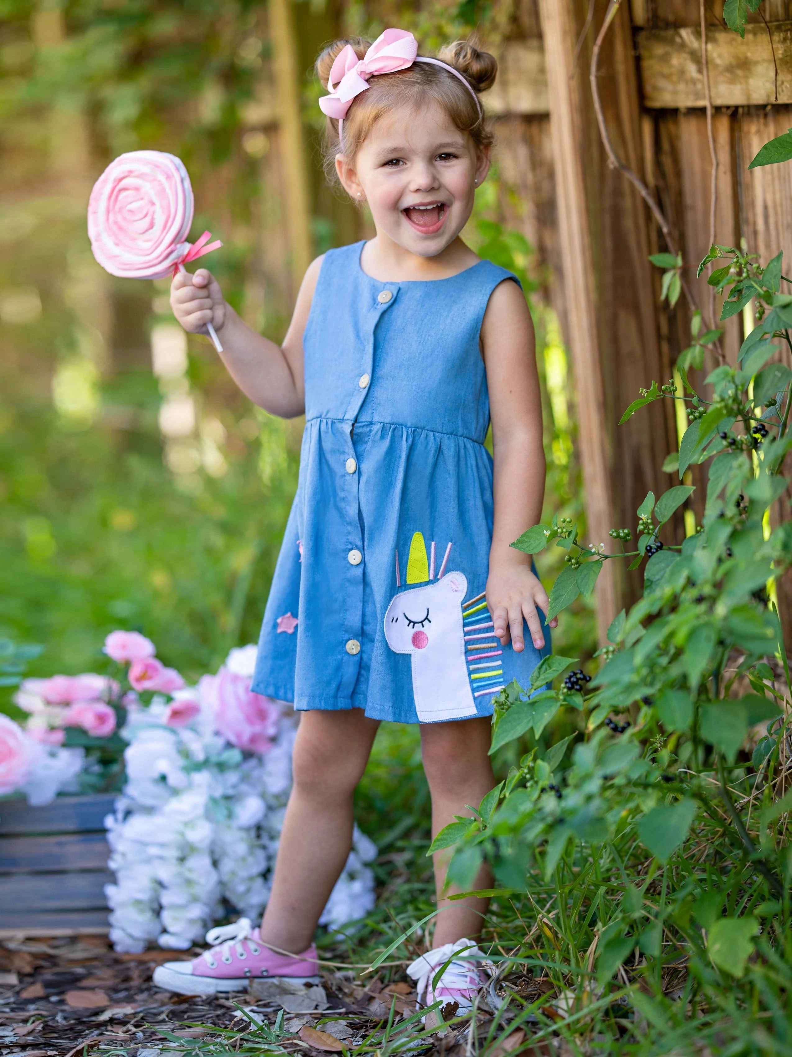 Stars And Unicorns Chambray Dress - Image 7