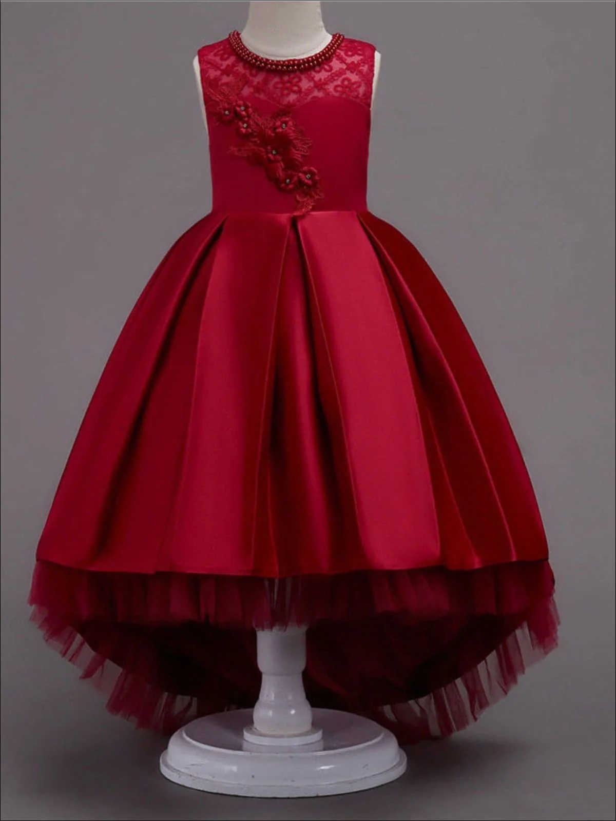 Winter Magic Satin Hi-Lo Holiday Dress - Image 3