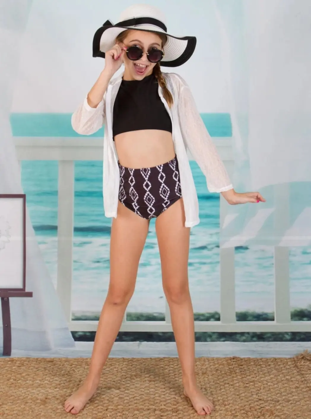 Miss Fashionista Two Piece Swimsuit and Cover Up Set - Image 2