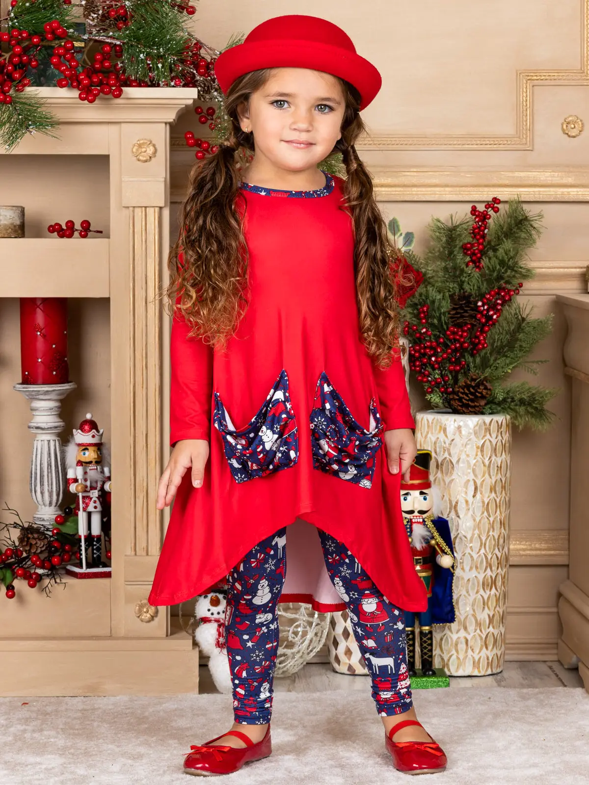 Christmastime Slouch Pocket Tunic, Leggings and Scarf Set - Image 2