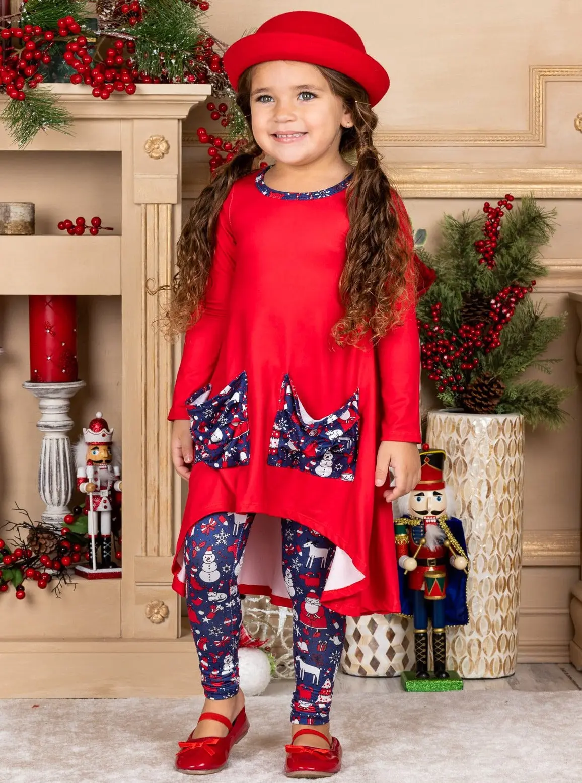 Christmastime Slouch Pocket Tunic, Leggings and Scarf Set - Image 3