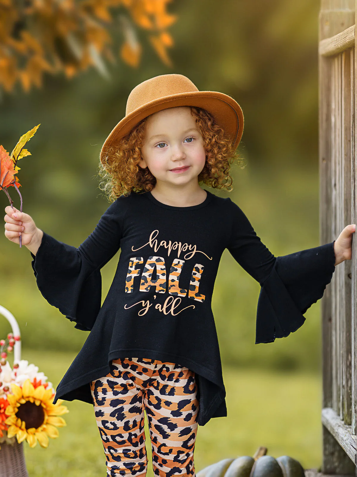Happy Fall Y'all Stripes and Leopard Print Legging Set - Image 4