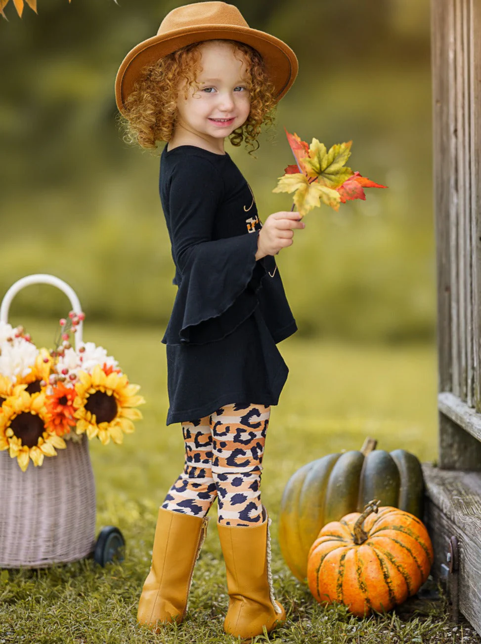 Happy Fall Y'all Stripes and Leopard Print Legging Set - Image 5