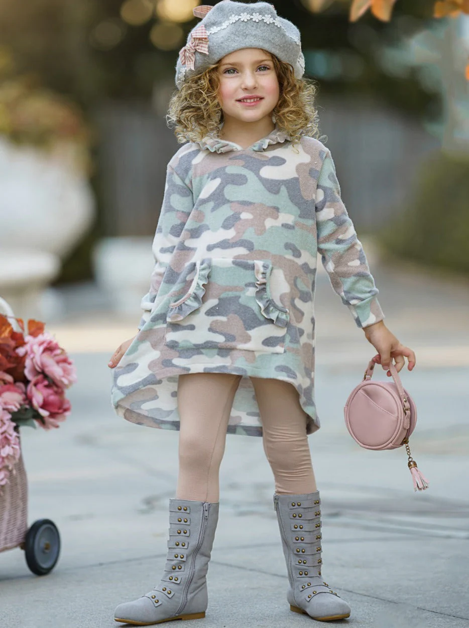 Camo Print Julia Hi-Lo Hoodie Legging Set - Image 2