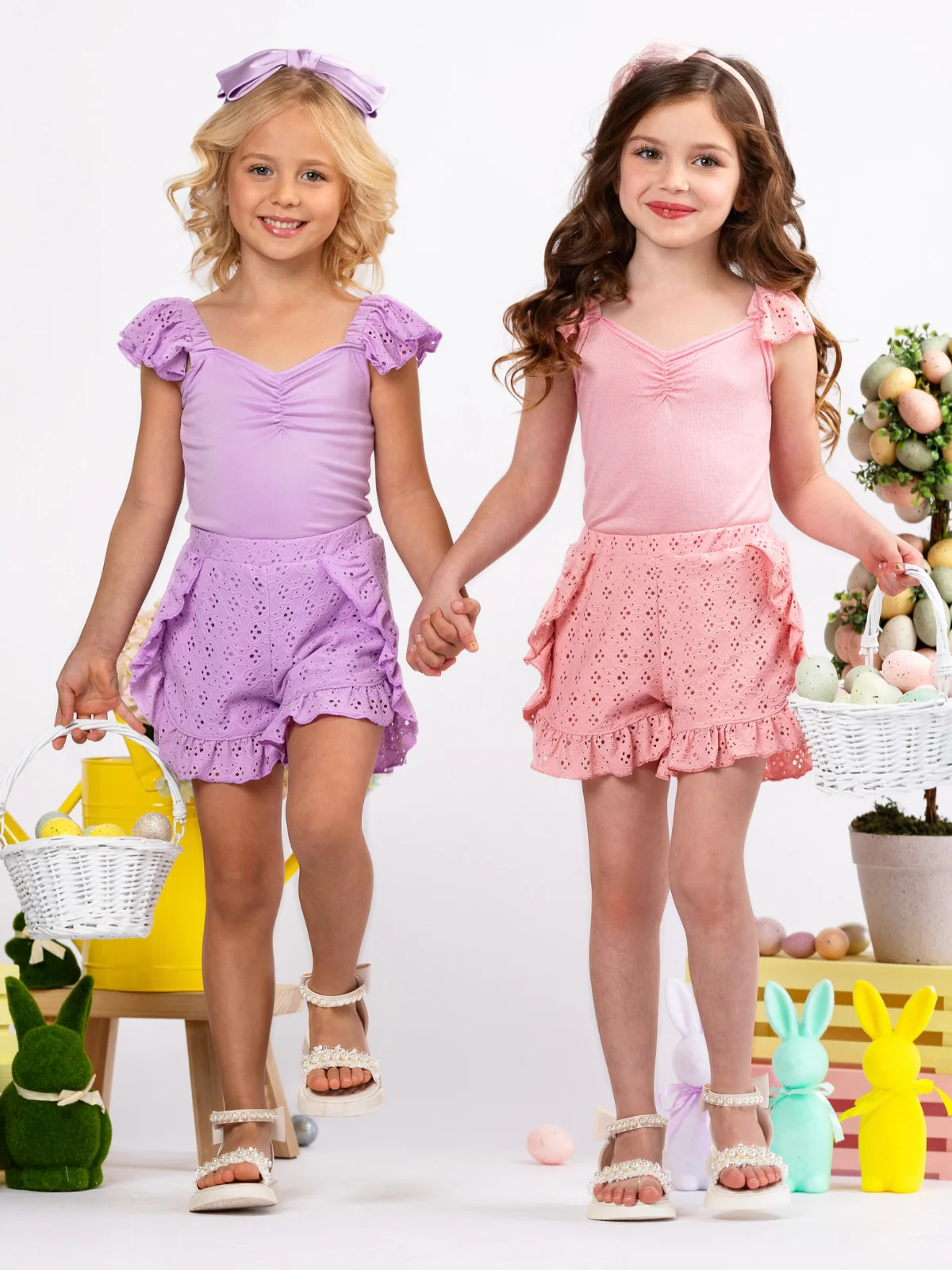 Coral Breeze Eyelet Ruffle Short Set - Image 3