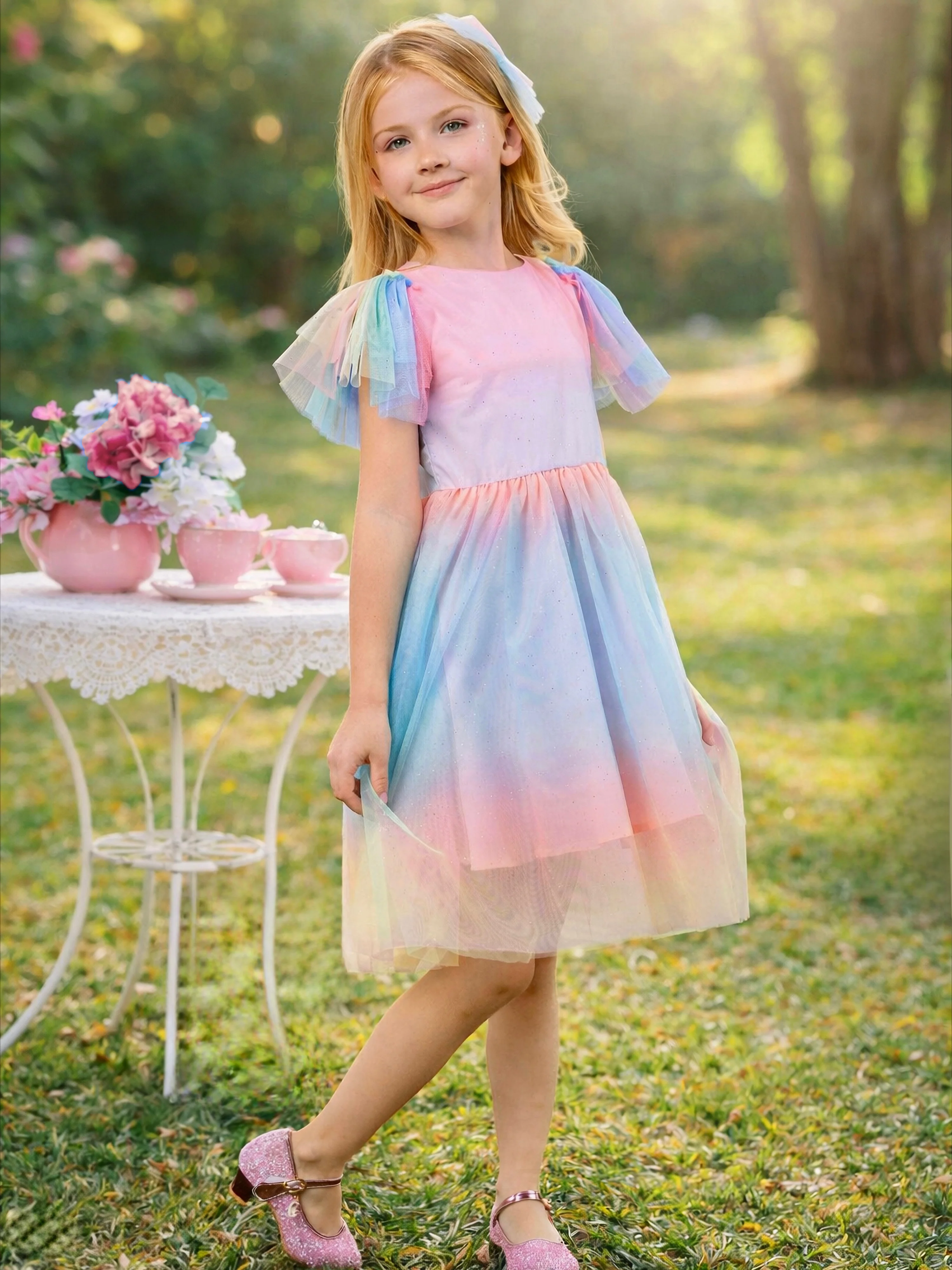 Cotton Candy Pastel Rainbow Party Dress - Image 2