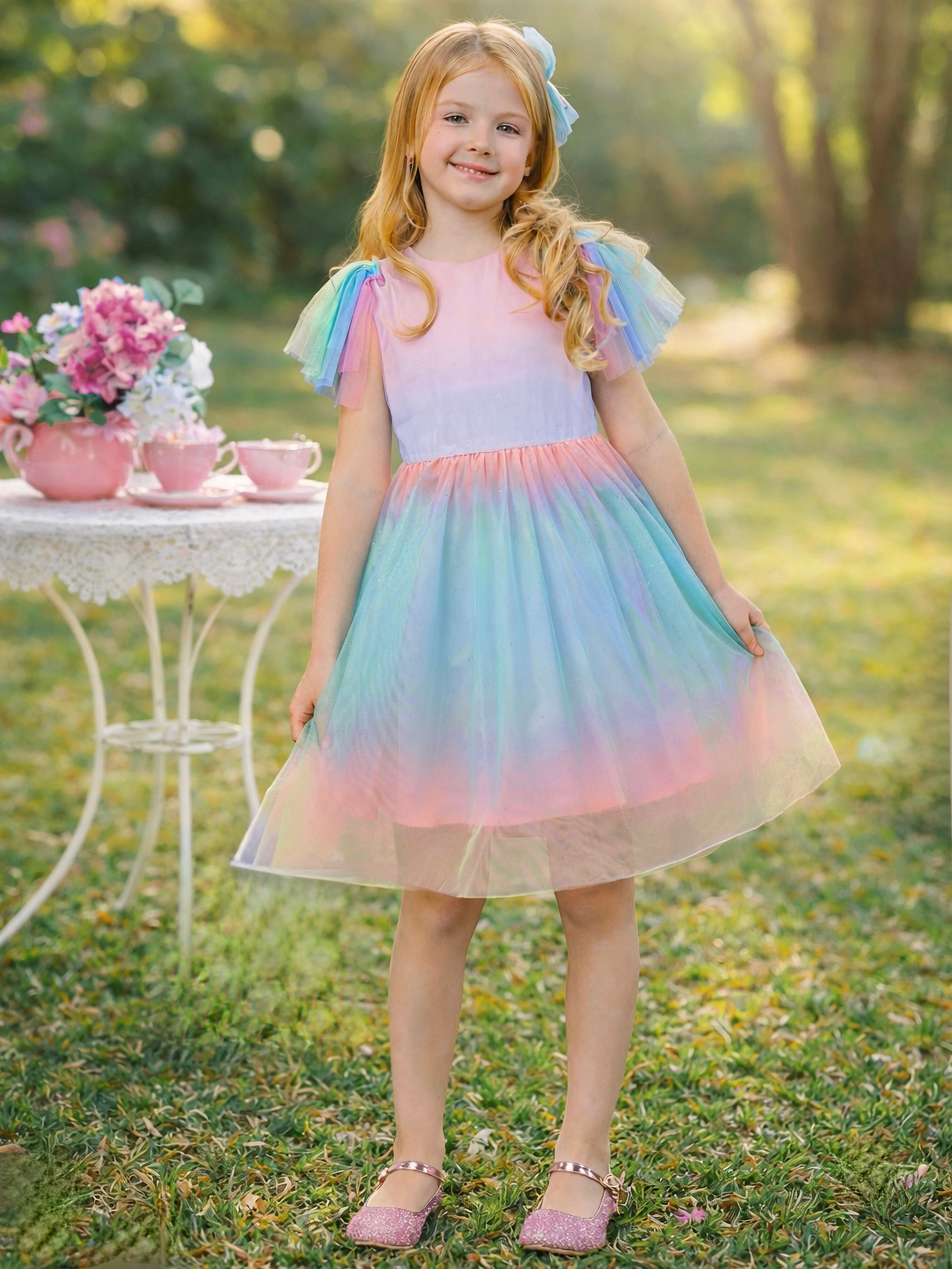 Cotton Candy Pastel Rainbow Party Dress - Image 3