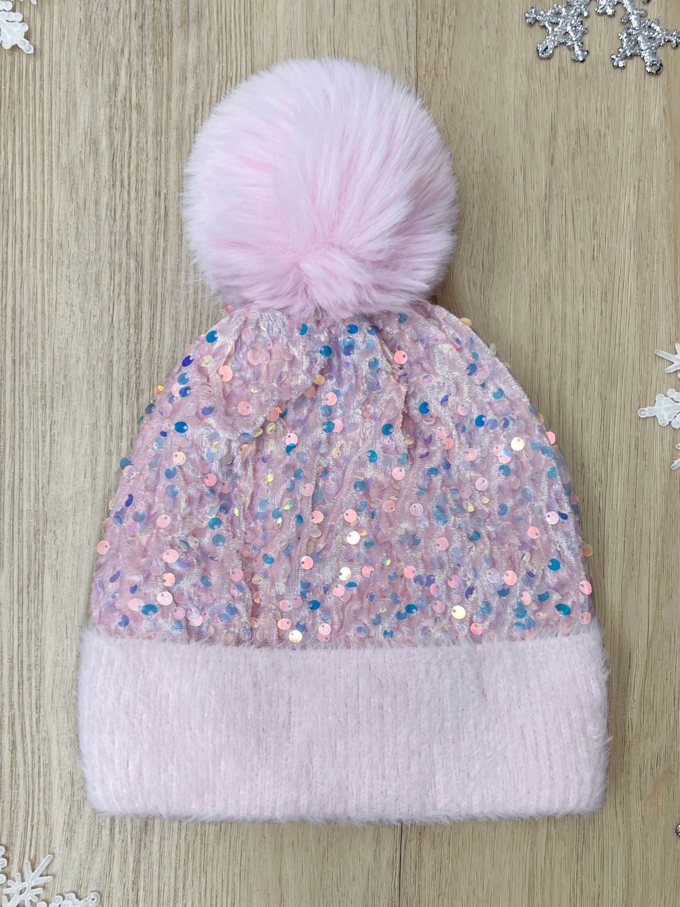 Cotton Candy Sparkle Pom Beanie - Image 2