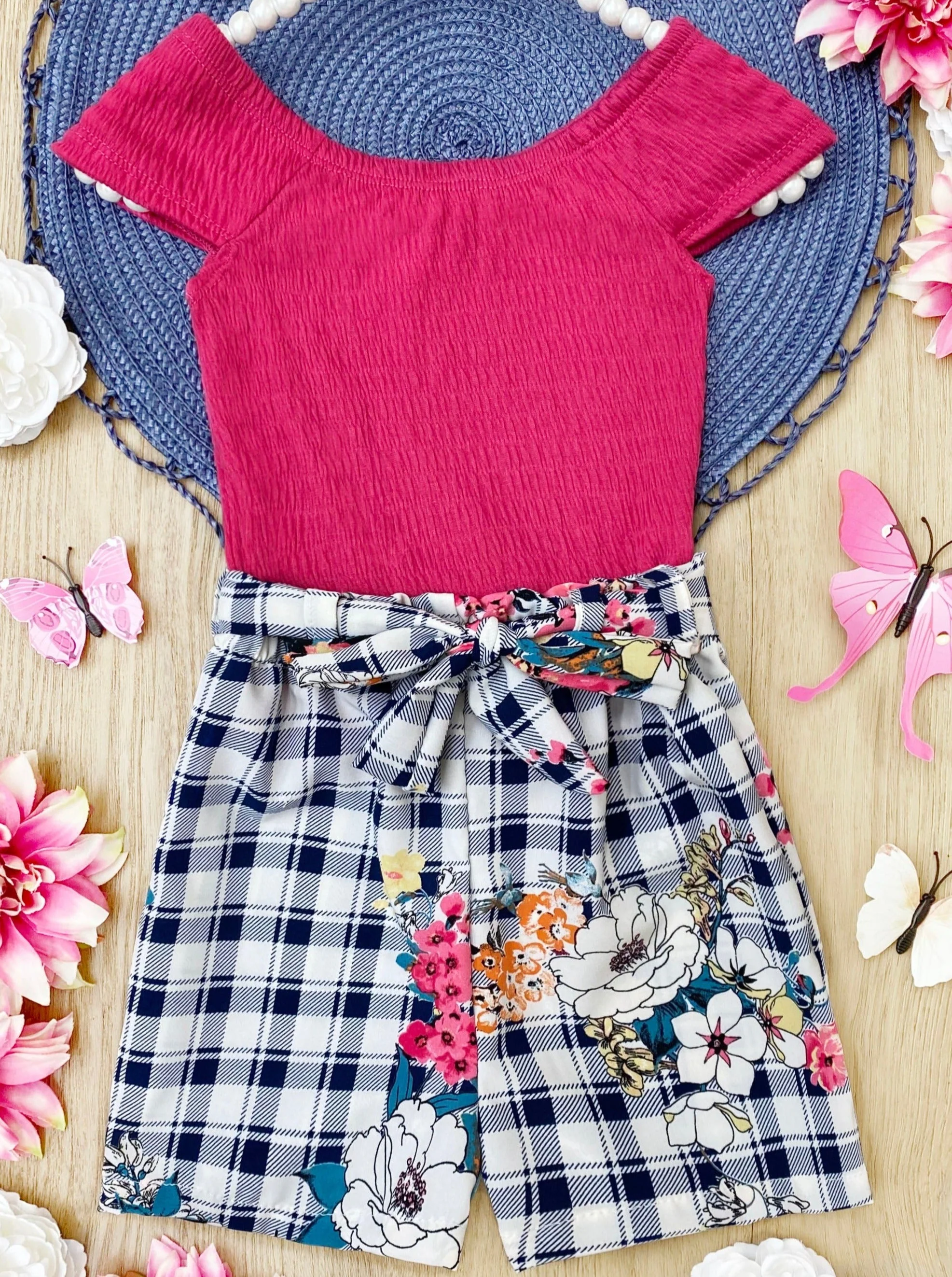 Covered In Plaid Paperbag Belted Shorts Set - Image 4
