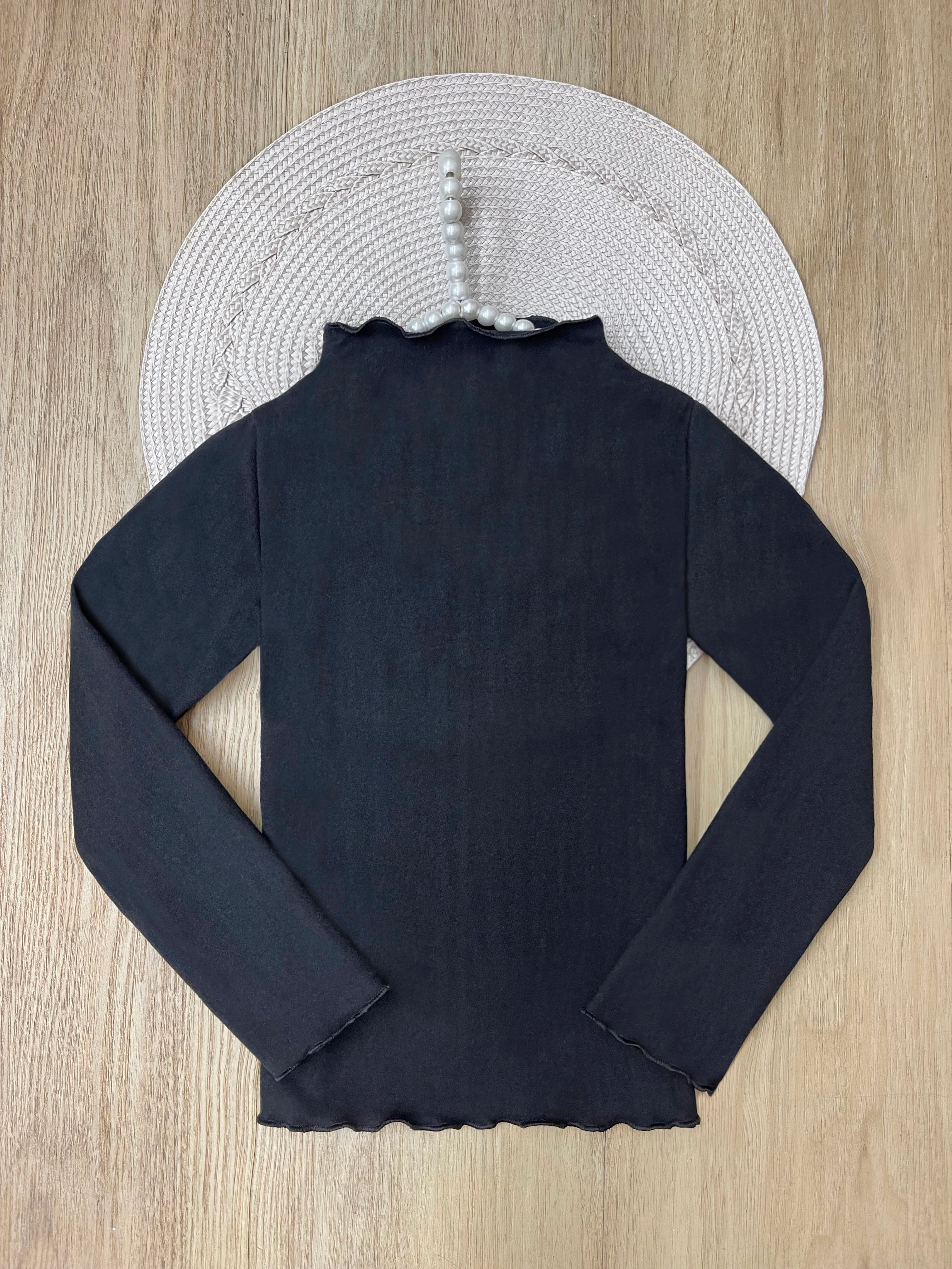 Cozy Lettuce-Edge Fleece Lined Long Sleeve Top - Image 4
