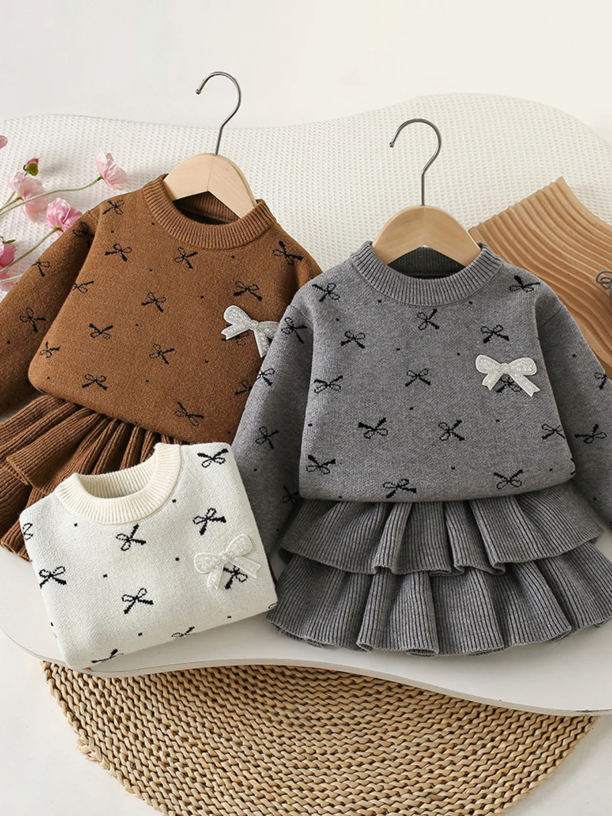 Cozy Bow Sweater and Ruffle Skirt Set - Image 2