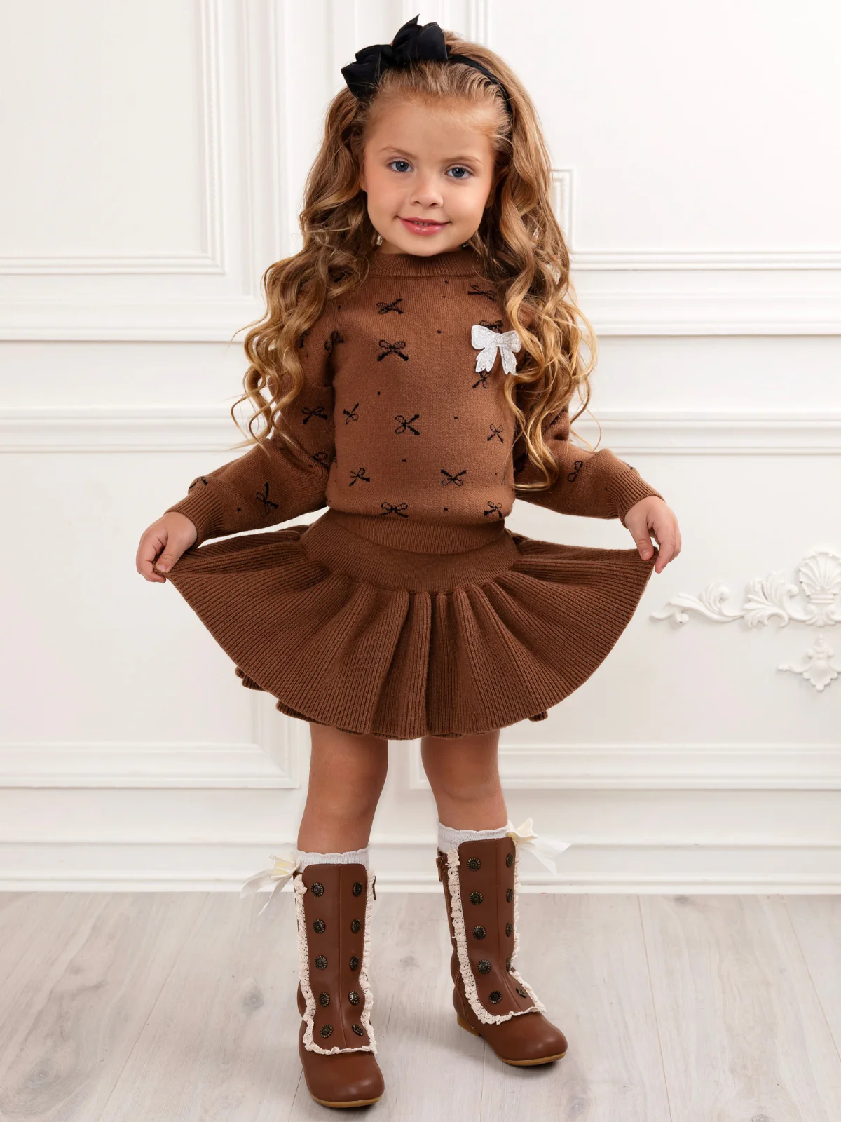 Cozy Bow Sweater and Ruffle Skirt Set - Image 4