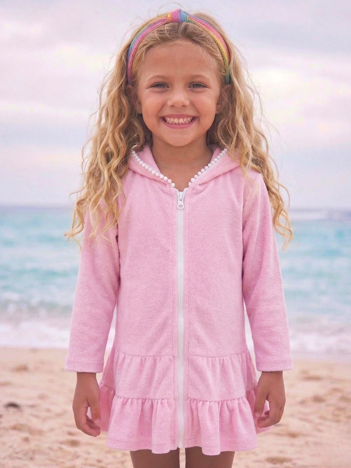 Cozy Splash Hooded Terry Ruffle Cover Up - Image 2